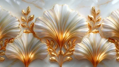 Elegant Gold and White Ginkgo Leaf Wall Art