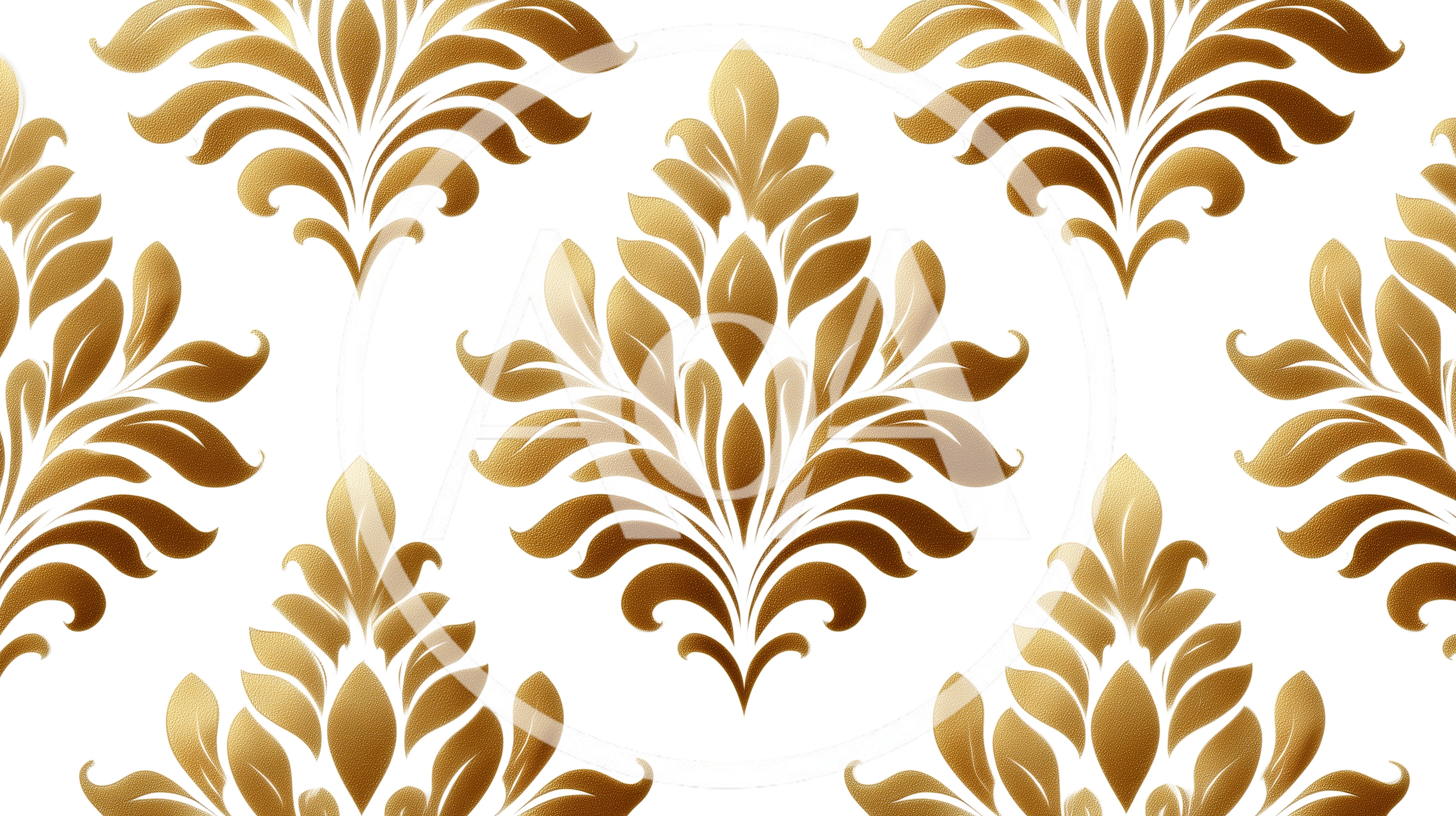 Golden Damask Floral Pattern Background