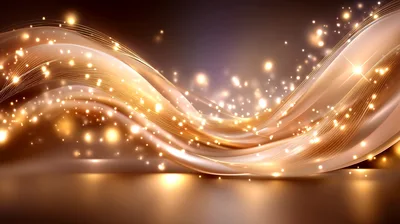 Abstract Golden Light Waves With Floating Particles