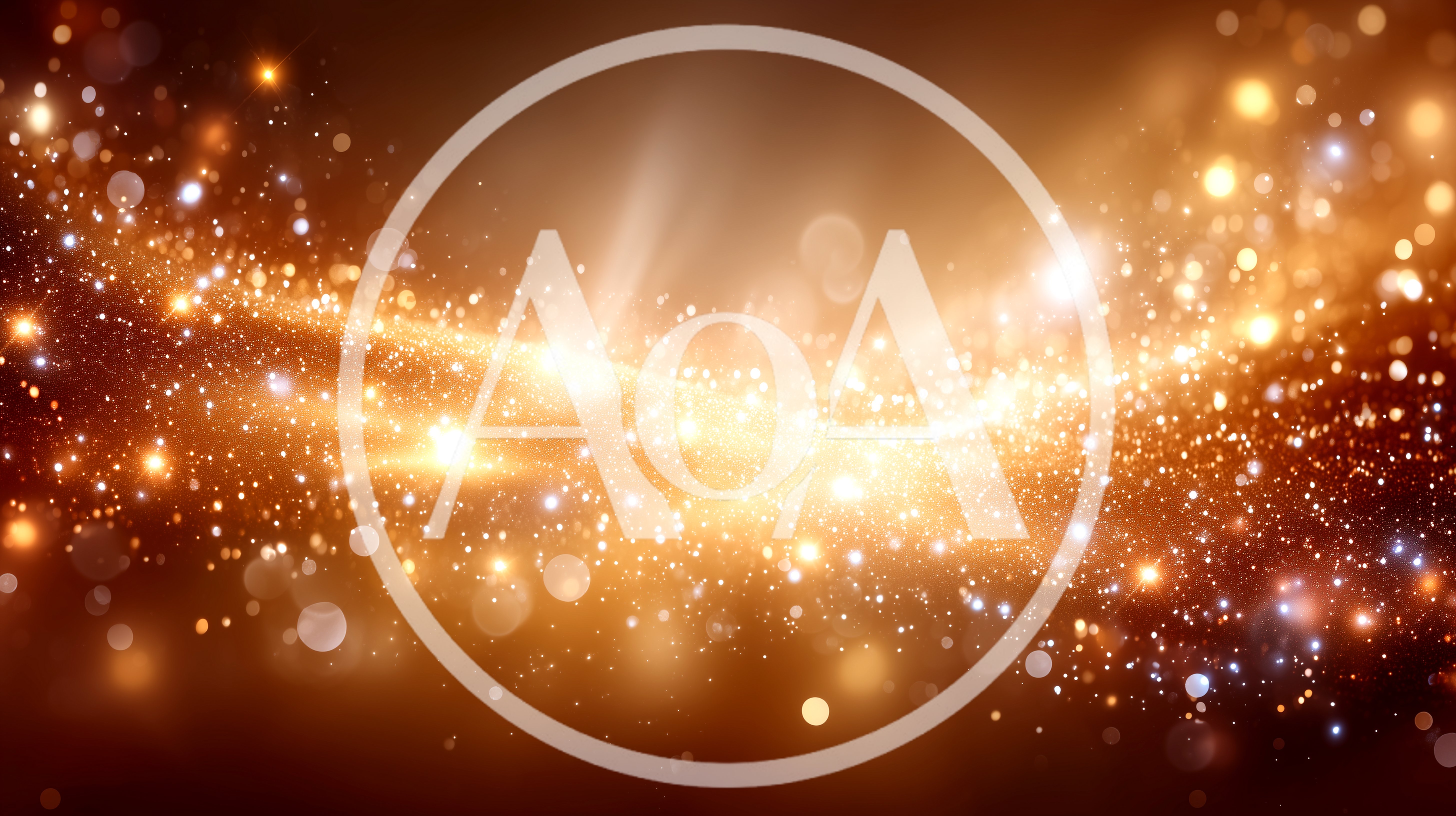 Golden Glittering Particles Floating In Dark Background
