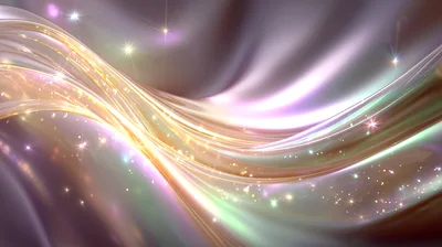Abstract Flowing Silk Waves With Glowing Particles