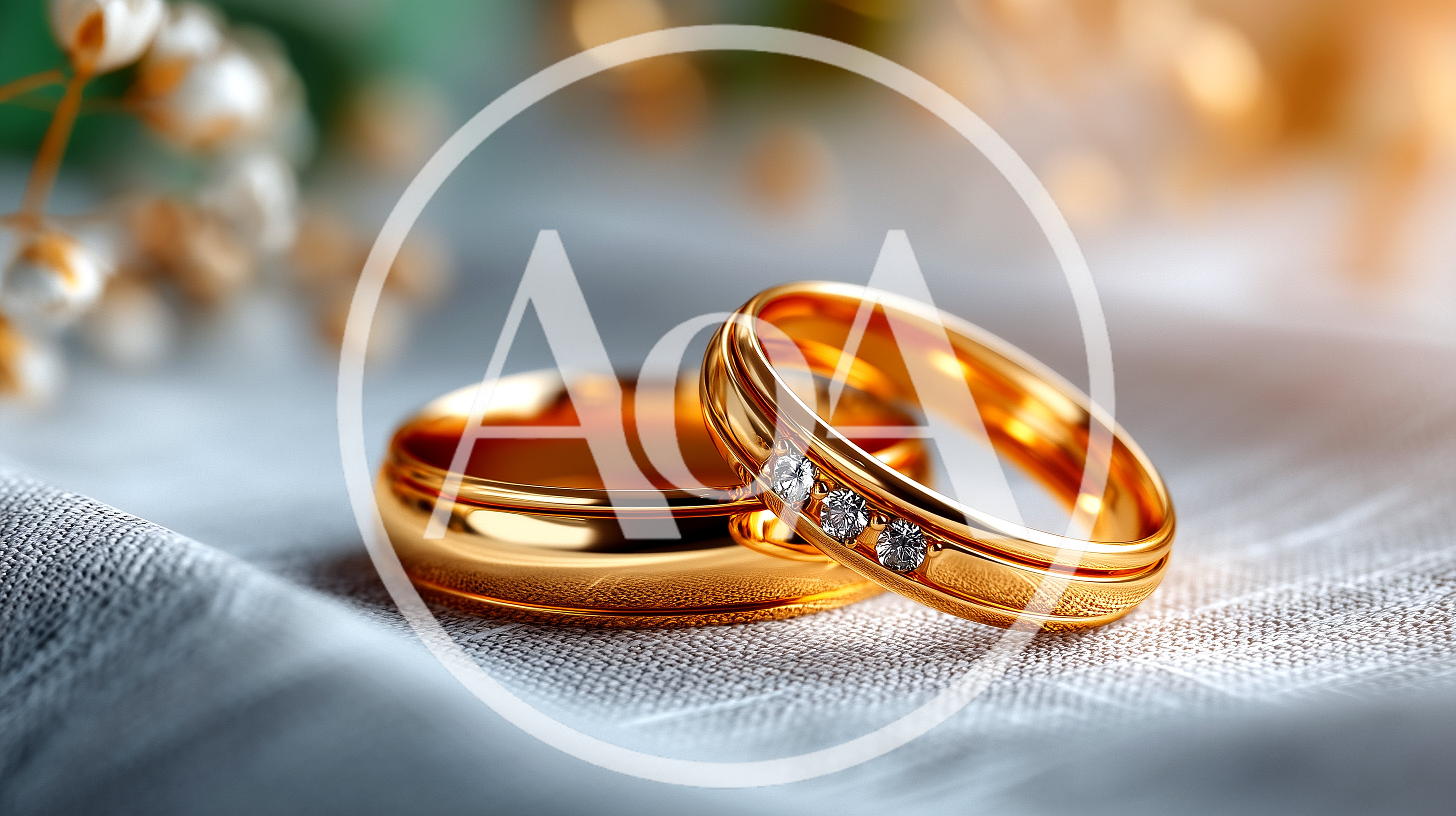 Two Gold Wedding Rings Resting On Soft Fabric
