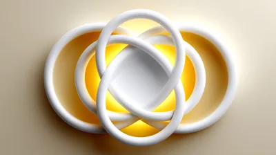 Abstract White Interlocking Rings With Warm Golden Glow