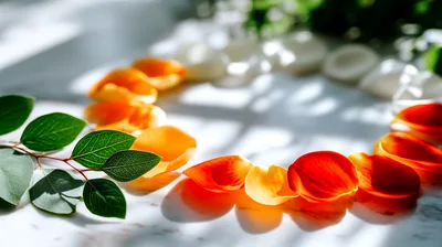 Colorful Rose Petals Arranged In A Circle