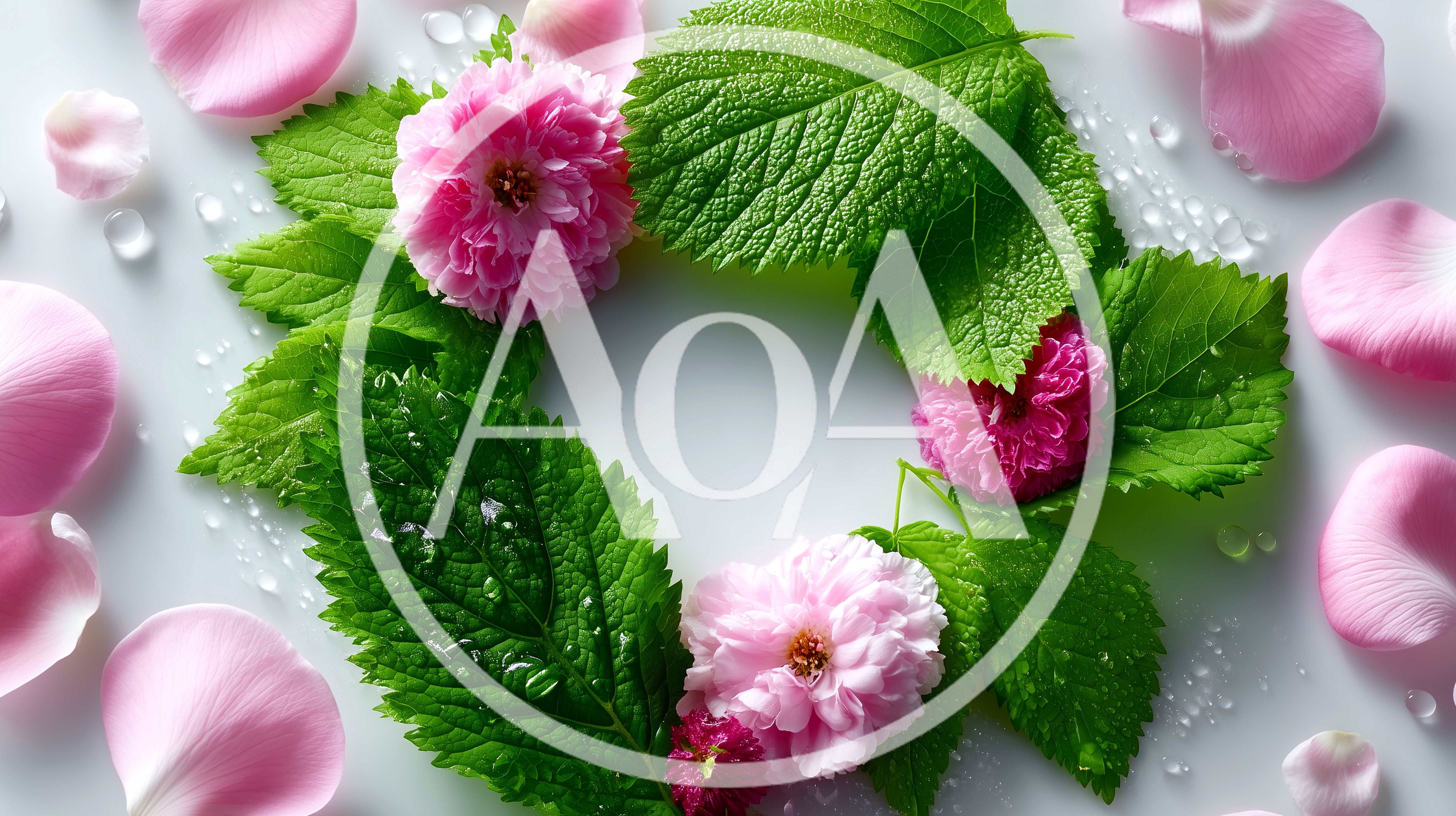 Pink Rose Flowers And Green Leaves Wreath