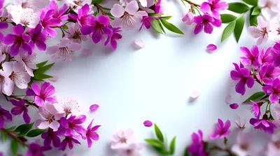 Pink Cherry Blossom Floral Frame Border