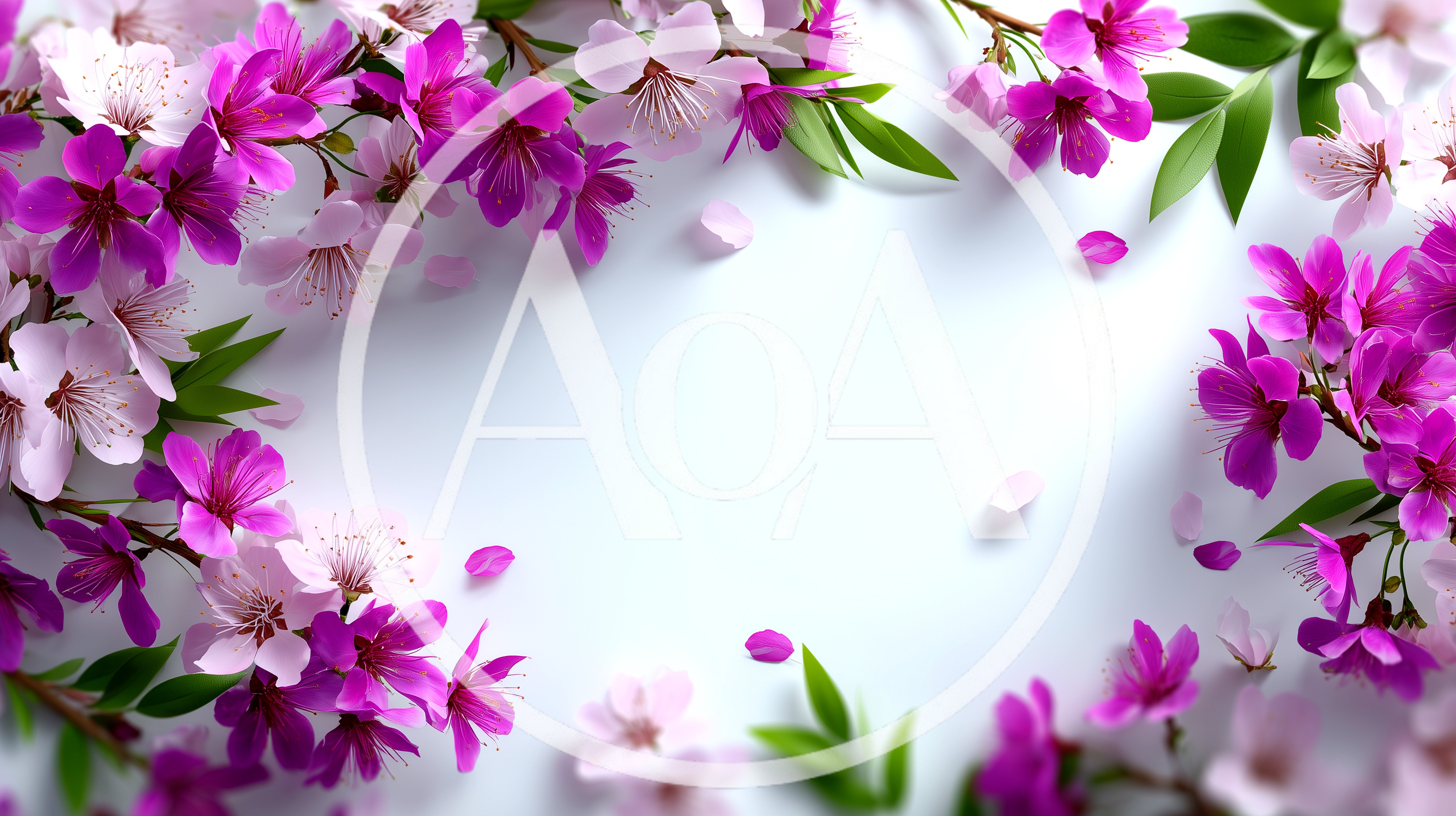 Pink Cherry Blossom Floral Frame Border