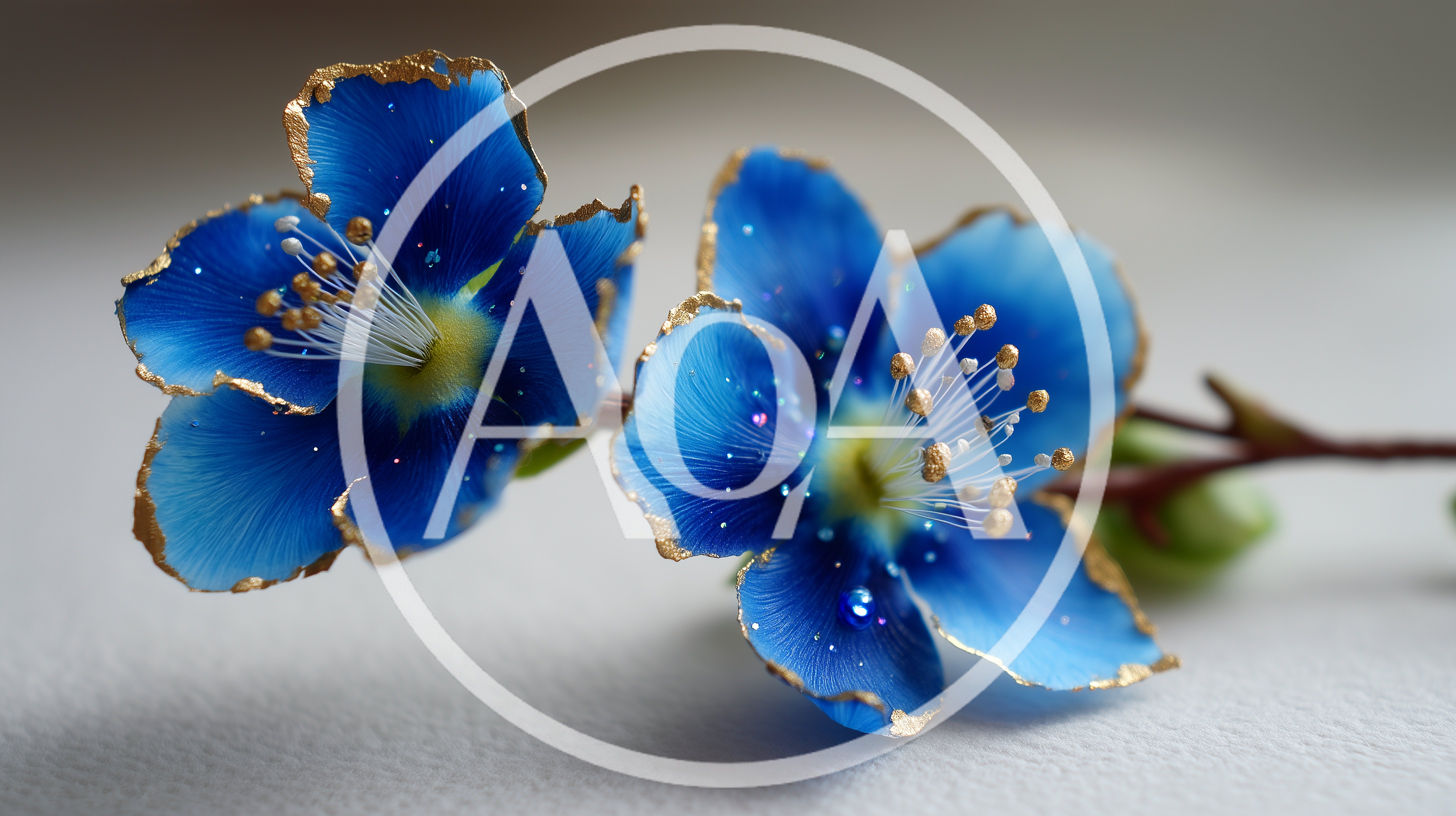 Two Blue Flowers With Gold Edges