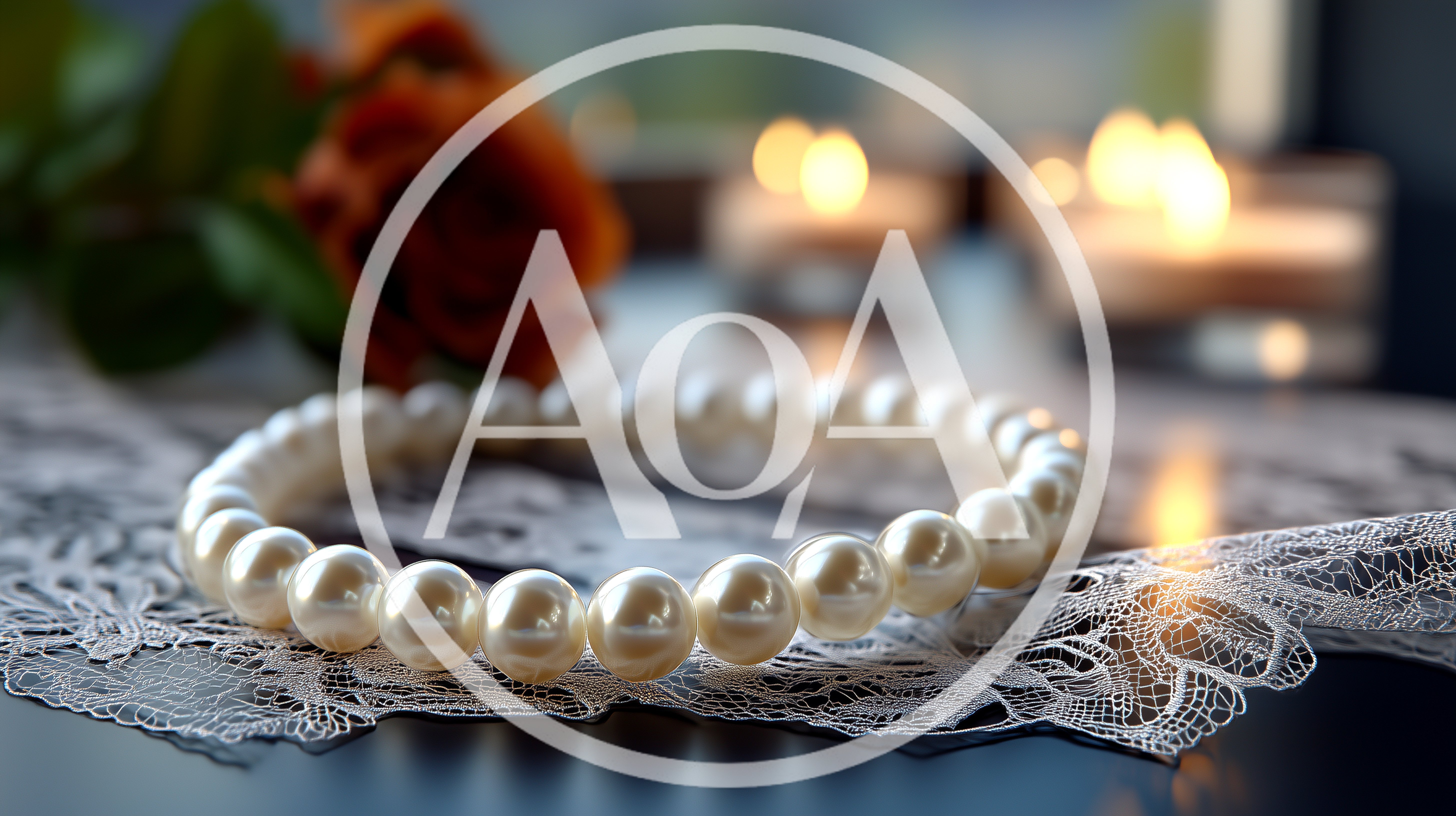 Elegant Pearl Necklace Resting On Delicate White Lace