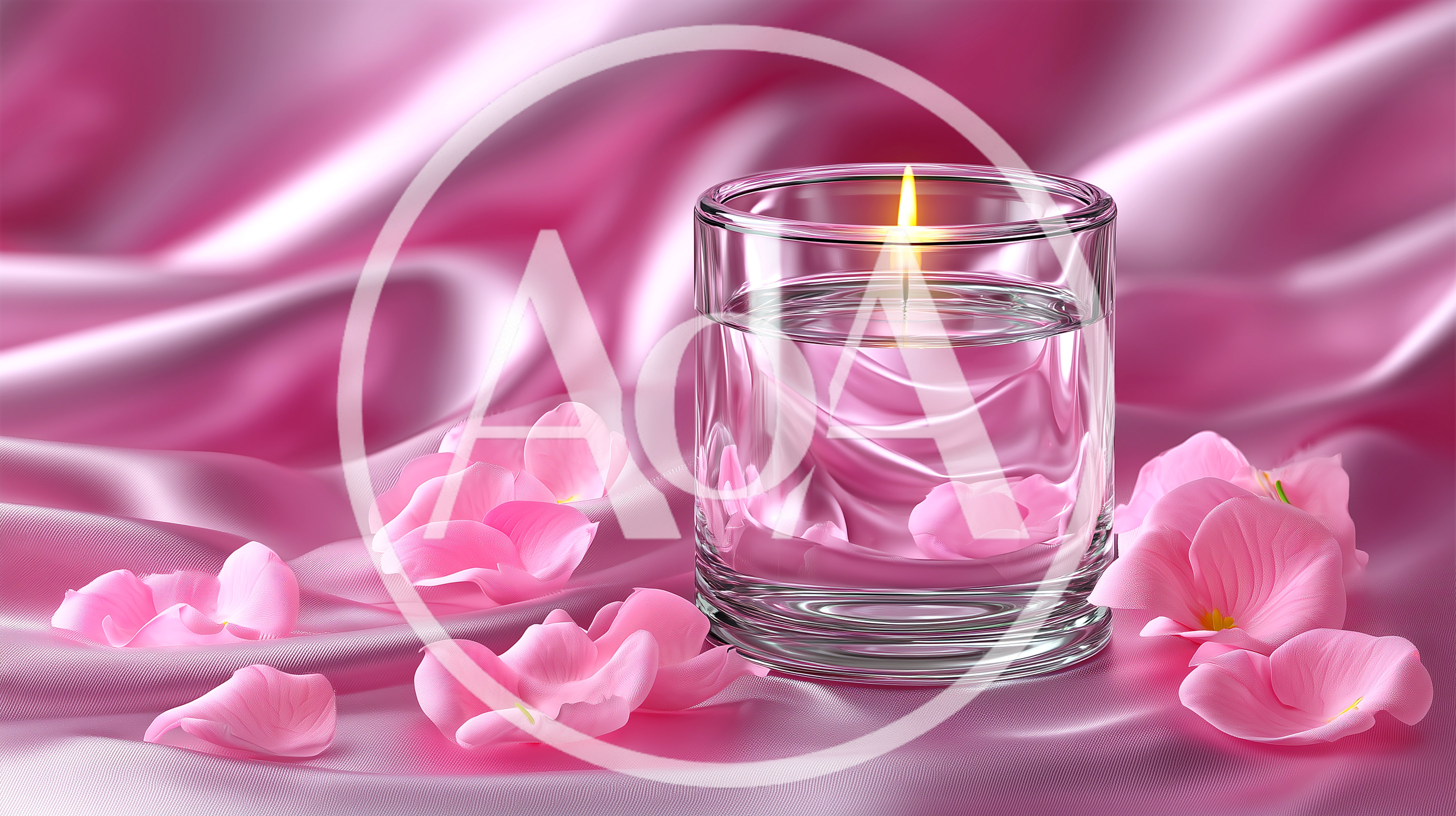 Floating Candle In Glass With Pink Rose Petals
