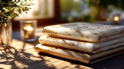 Stacked Fabric With Gold Leaf Pattern