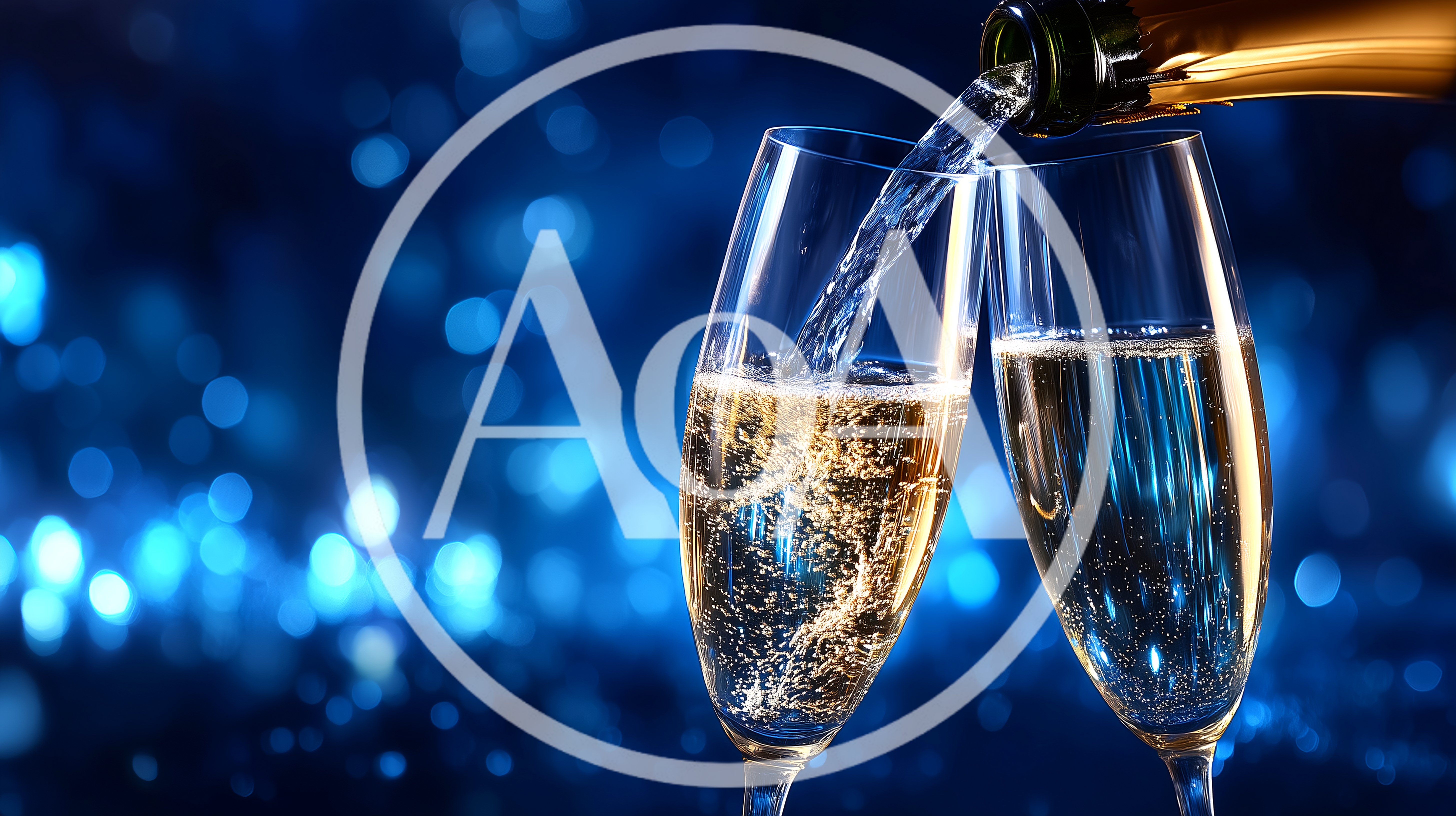 Champagne Being Poured Into Two Flute Glasses