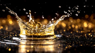 Golden Liquid Splash Creating A Crown Shape