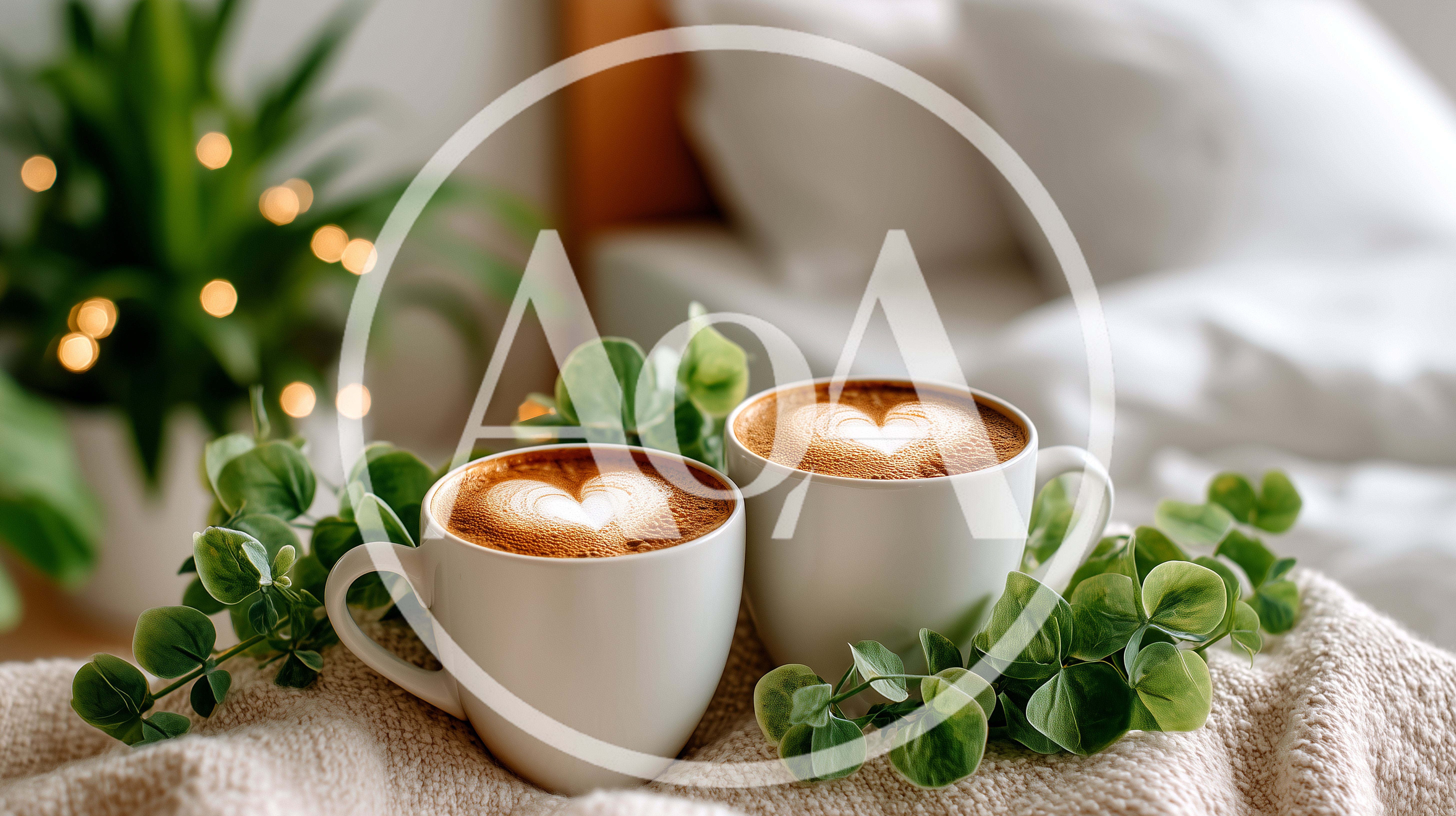 Two White Coffee Mugs With Heart Latte Art