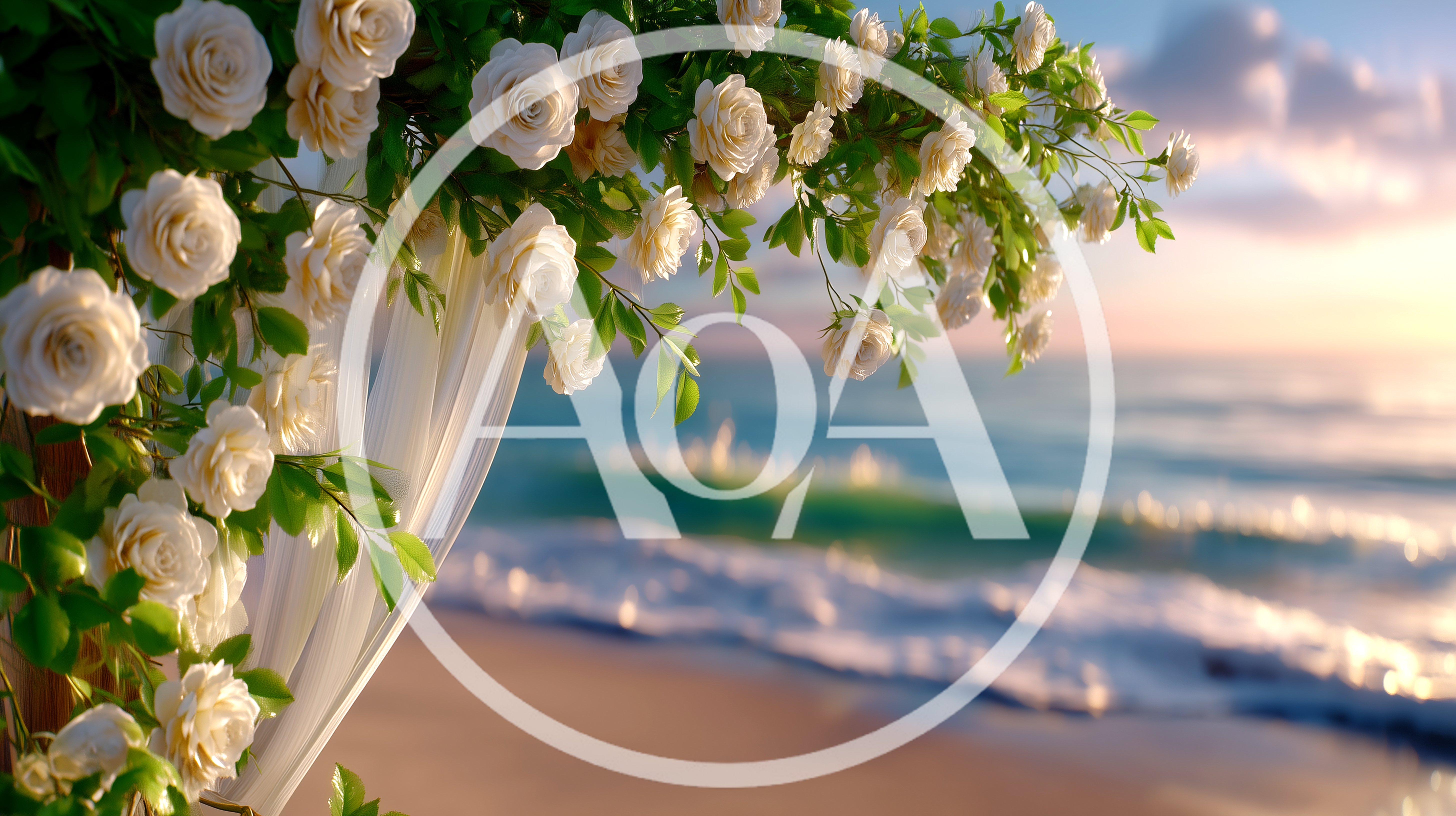 Wedding Floral Archway On A Tropical Beach At Sunset
