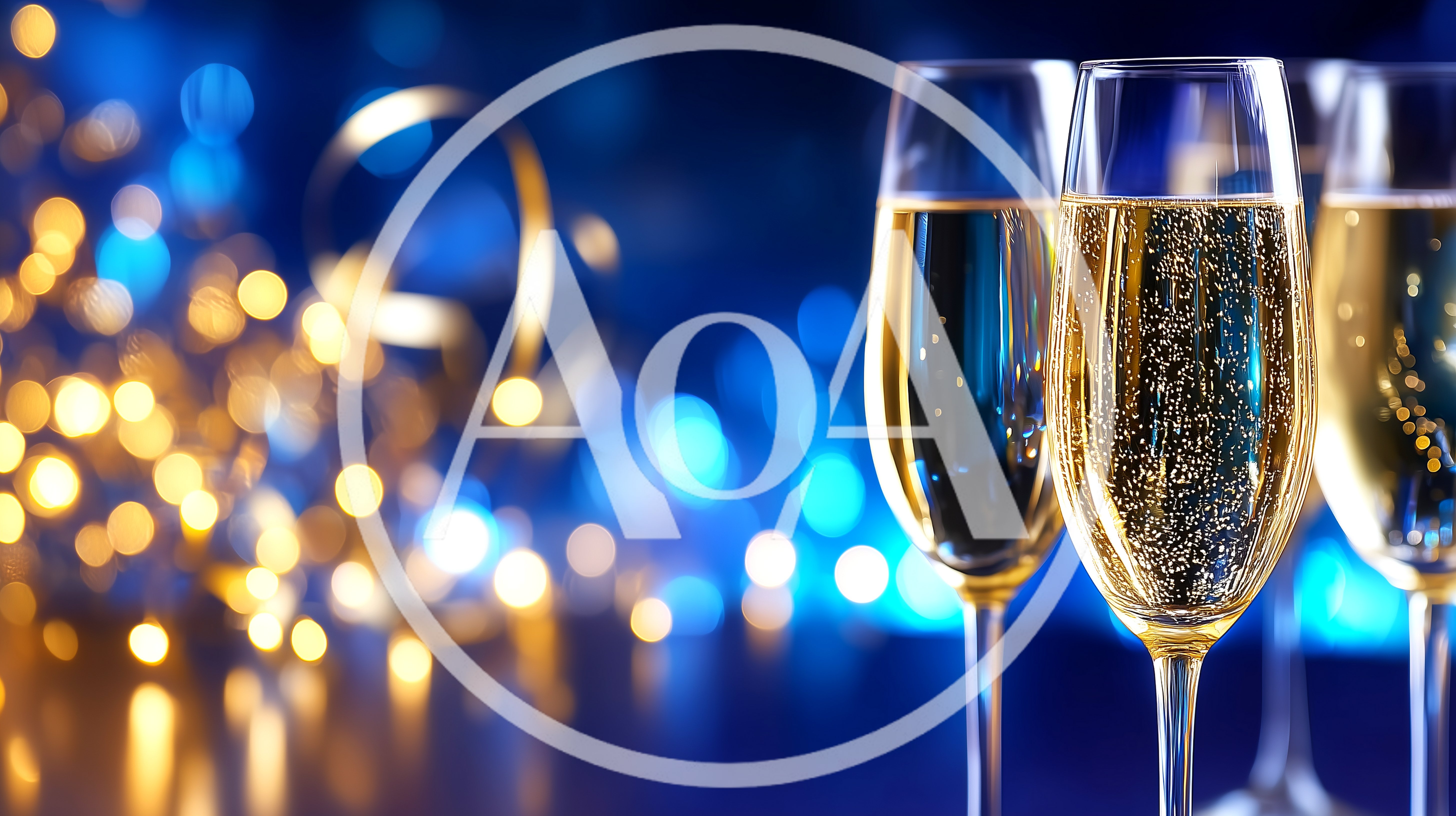 Three Champagne Flutes With Sparkling Wine And Bokeh Lights