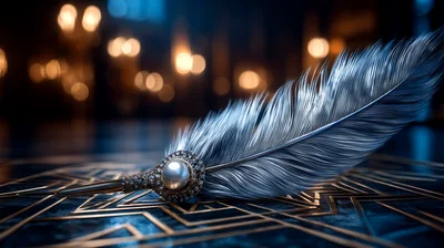 Elegant Silver Quill Pen With Pearl Ornament