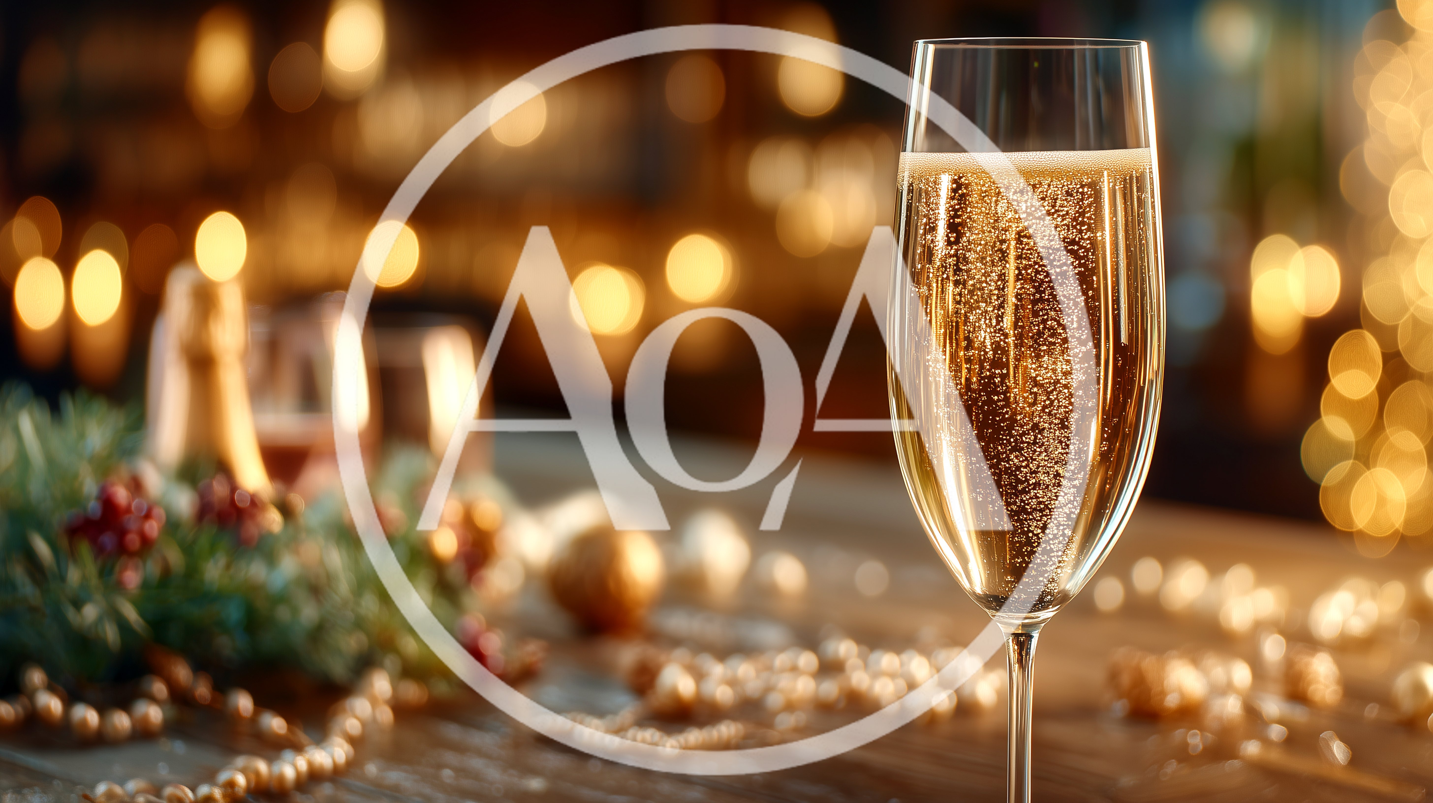 Champagne Flute With Bubbles On A Festive Table