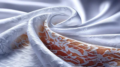White Lace Fabric Swirls With Orange Background