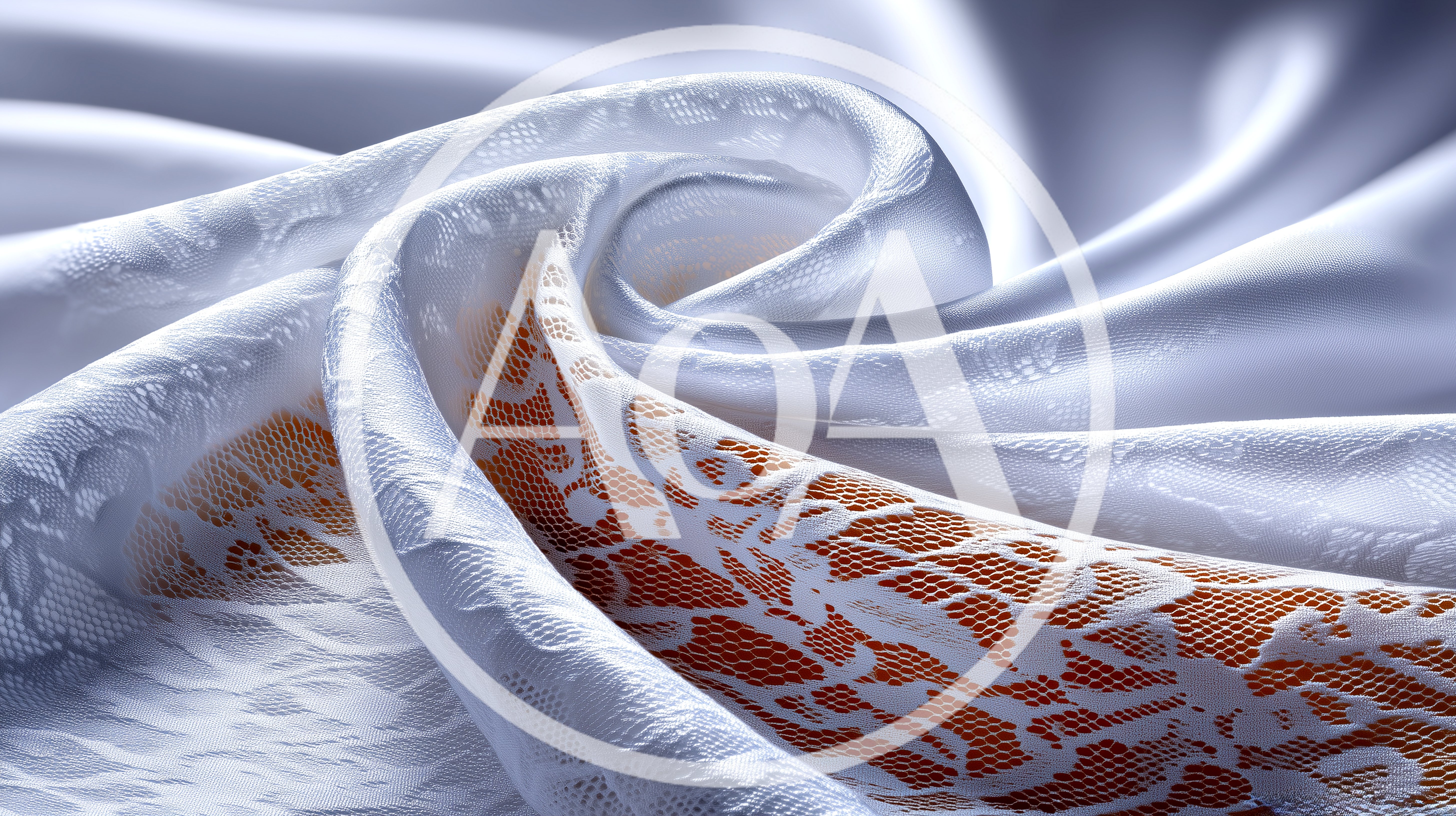White Lace Fabric Swirls With Orange Background