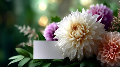 Dahlia Flower Bouquet With Blank Gift Card