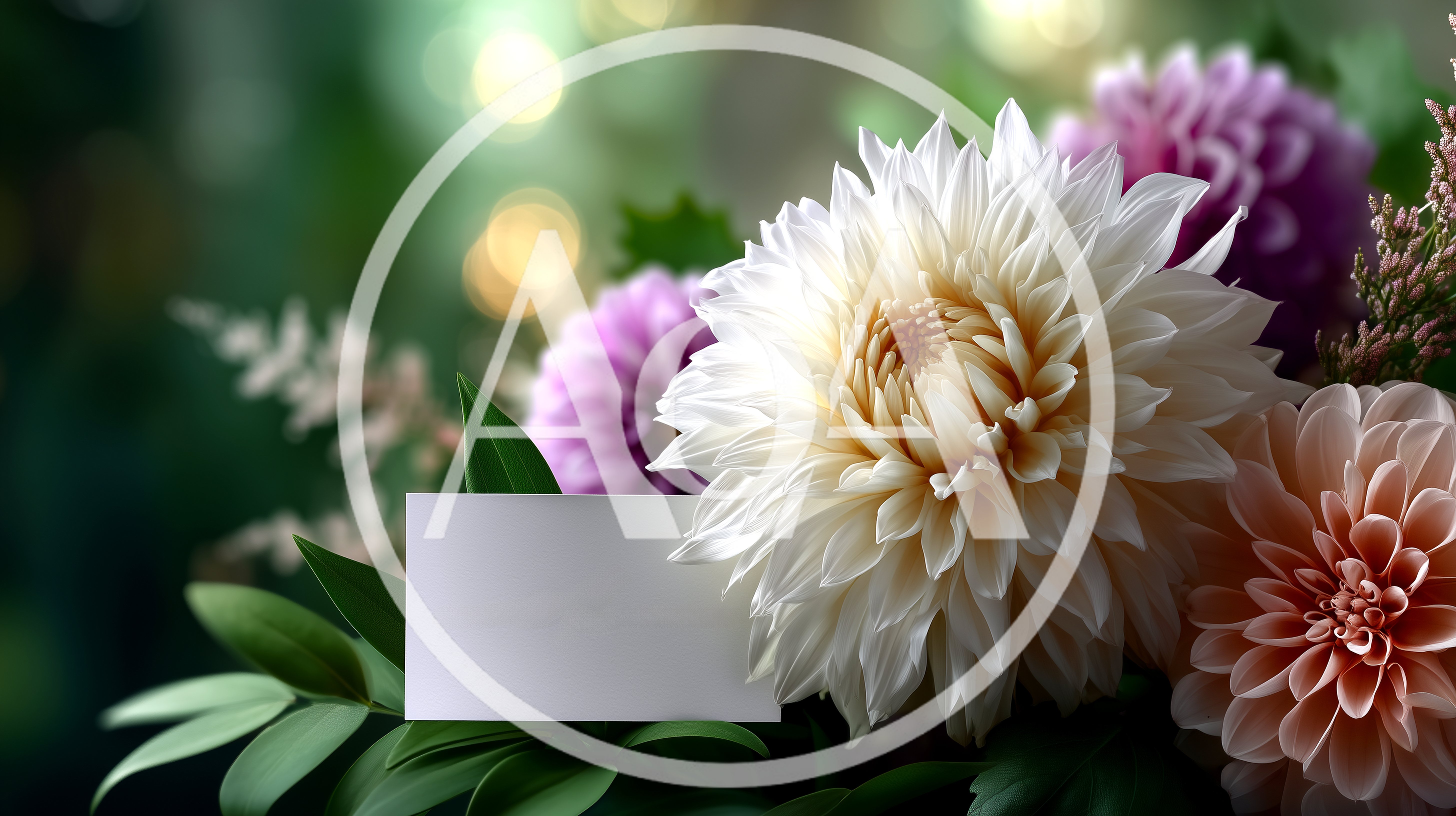 Dahlia Flower Bouquet With Blank Gift Card