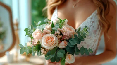 Bride Holding A Delicate Pastel Wedding Bouquet