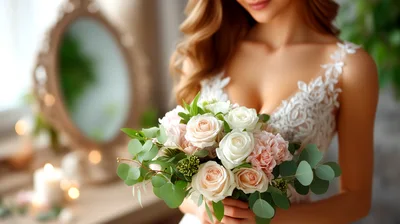 Bride Holding A Floral Wedding Bouquet