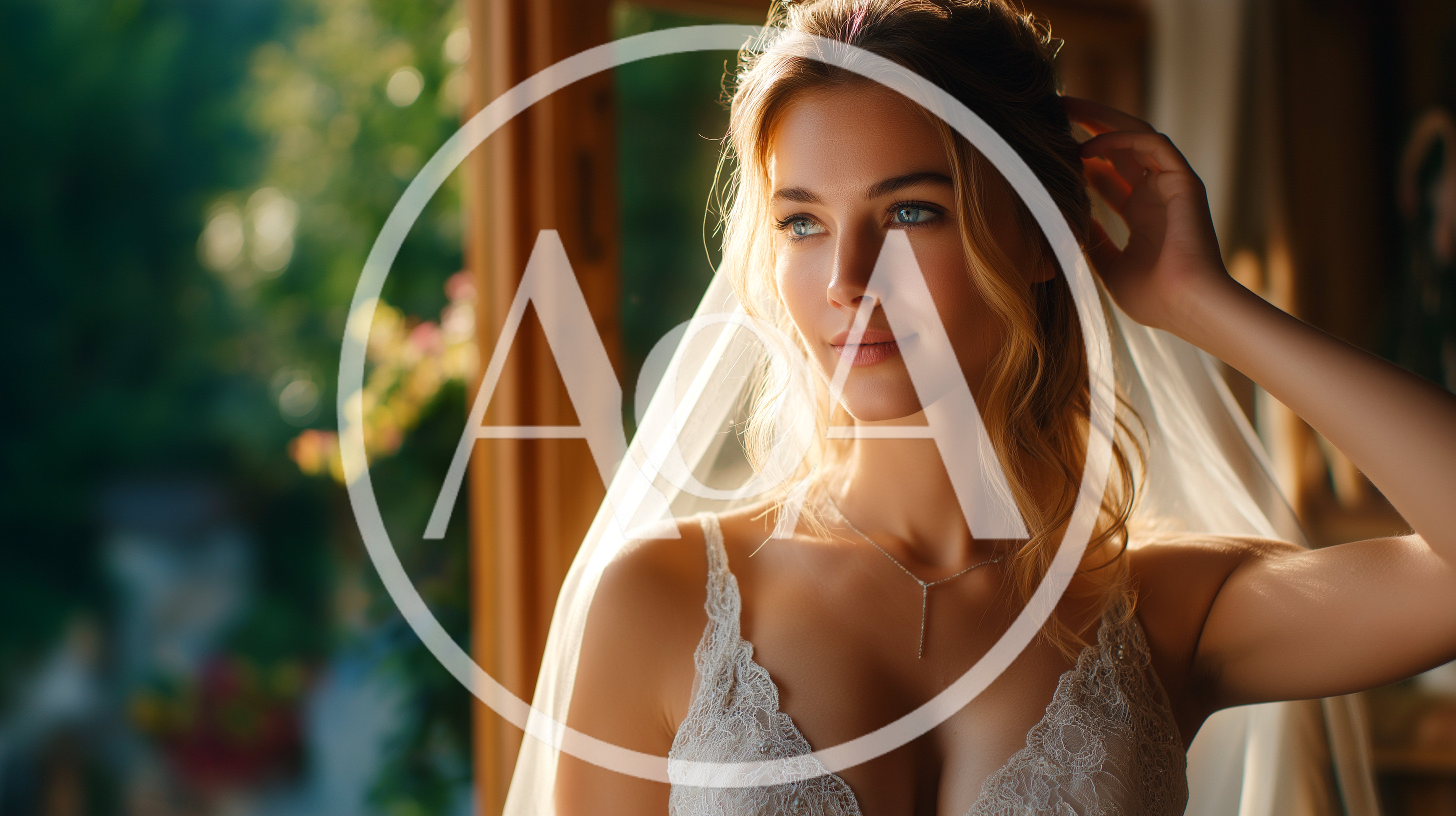 Beautiful Bride Wearing Lace Lingerie And Veil