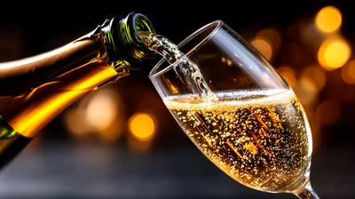 Champagne Being Poured Into A Glass