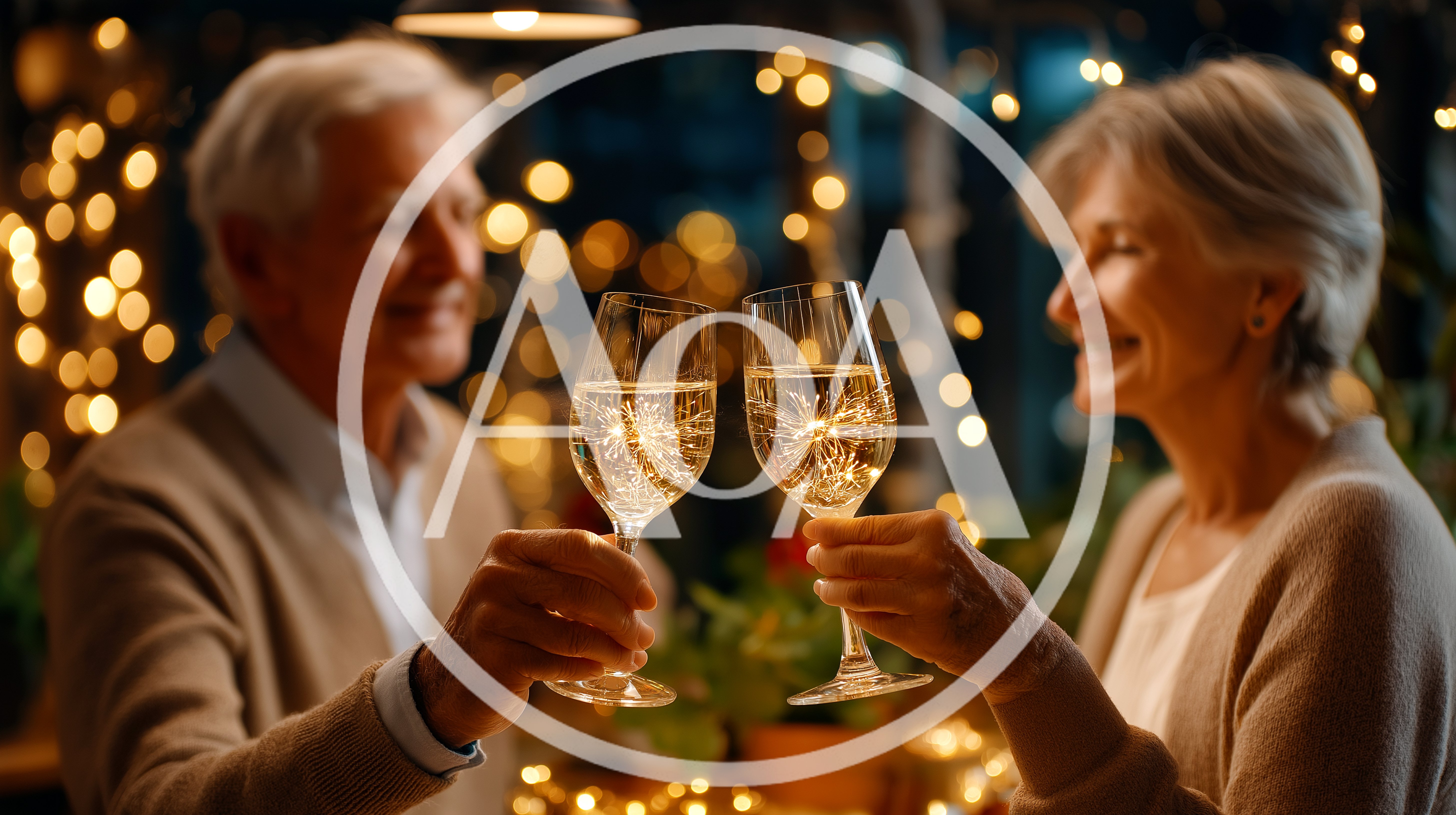Senior Couple Toasting With Champagne Glasses