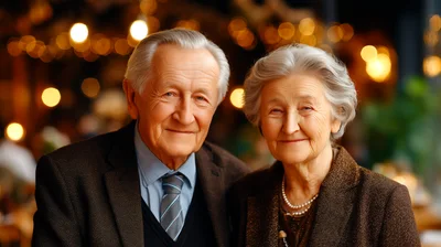 Portrait Of An Elderly Couple Smiling Together