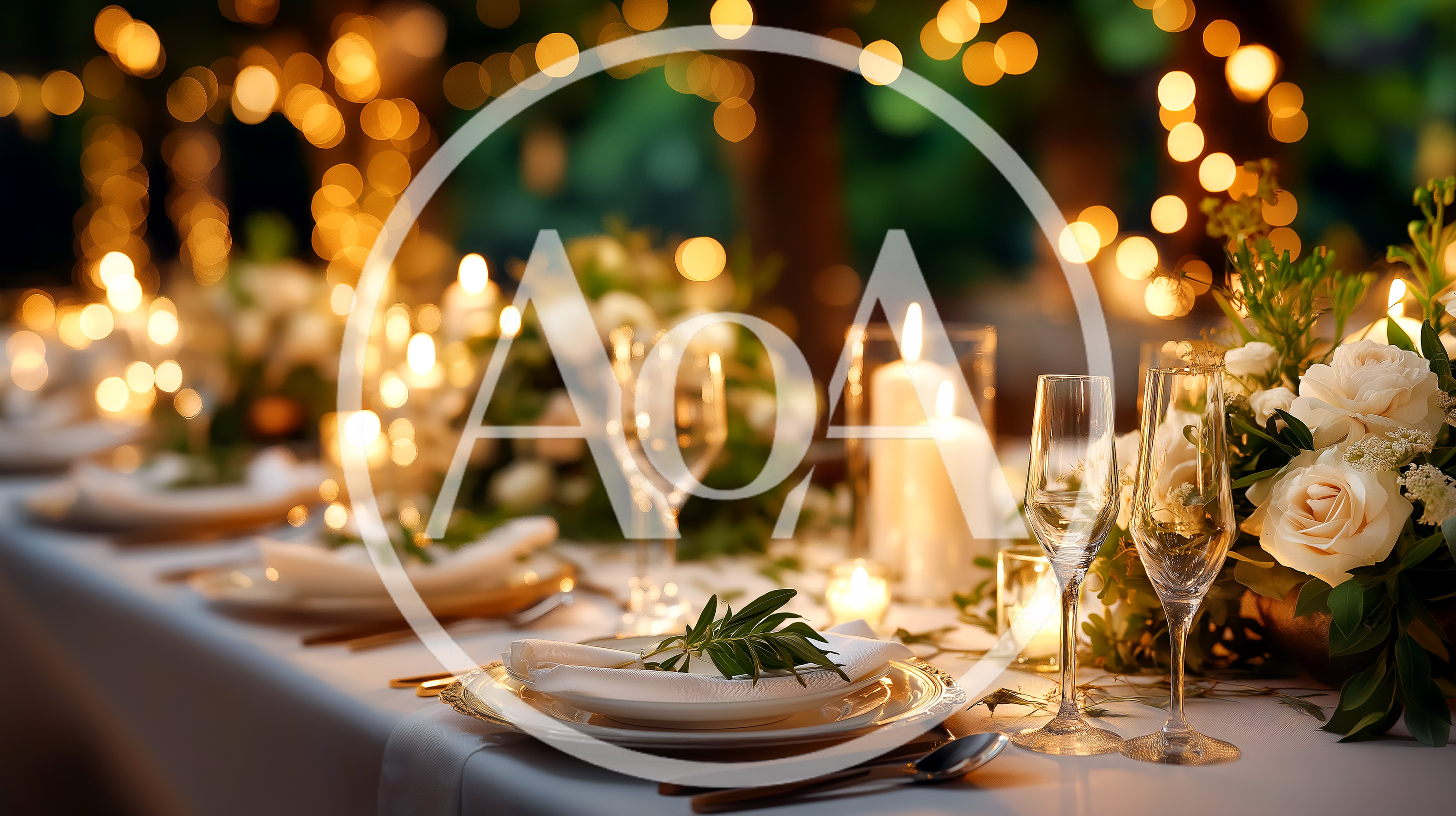 Elegant Wedding Reception Table Setting With Candles