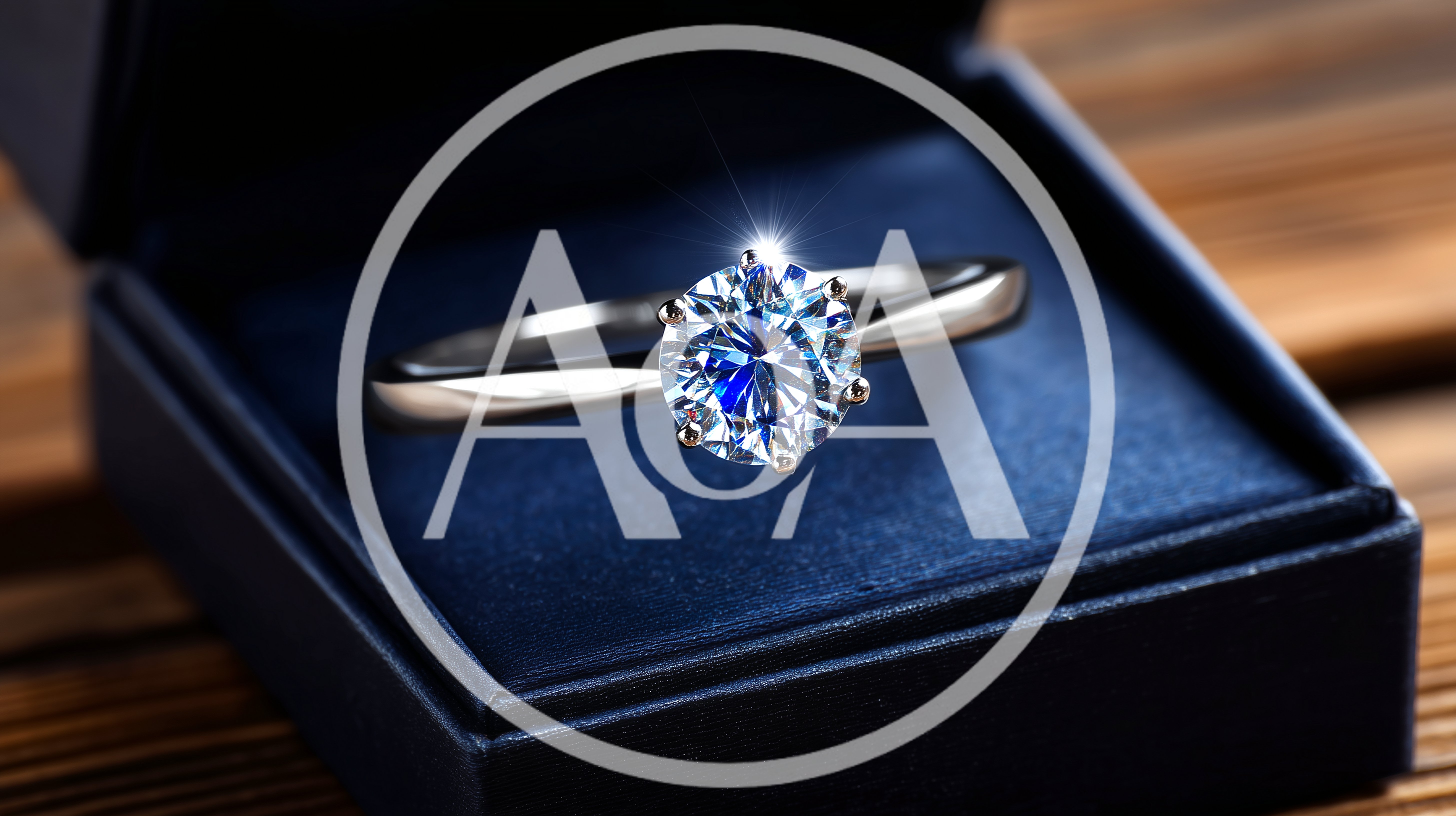 Diamond Engagement Ring Inside A Blue Velvet Box