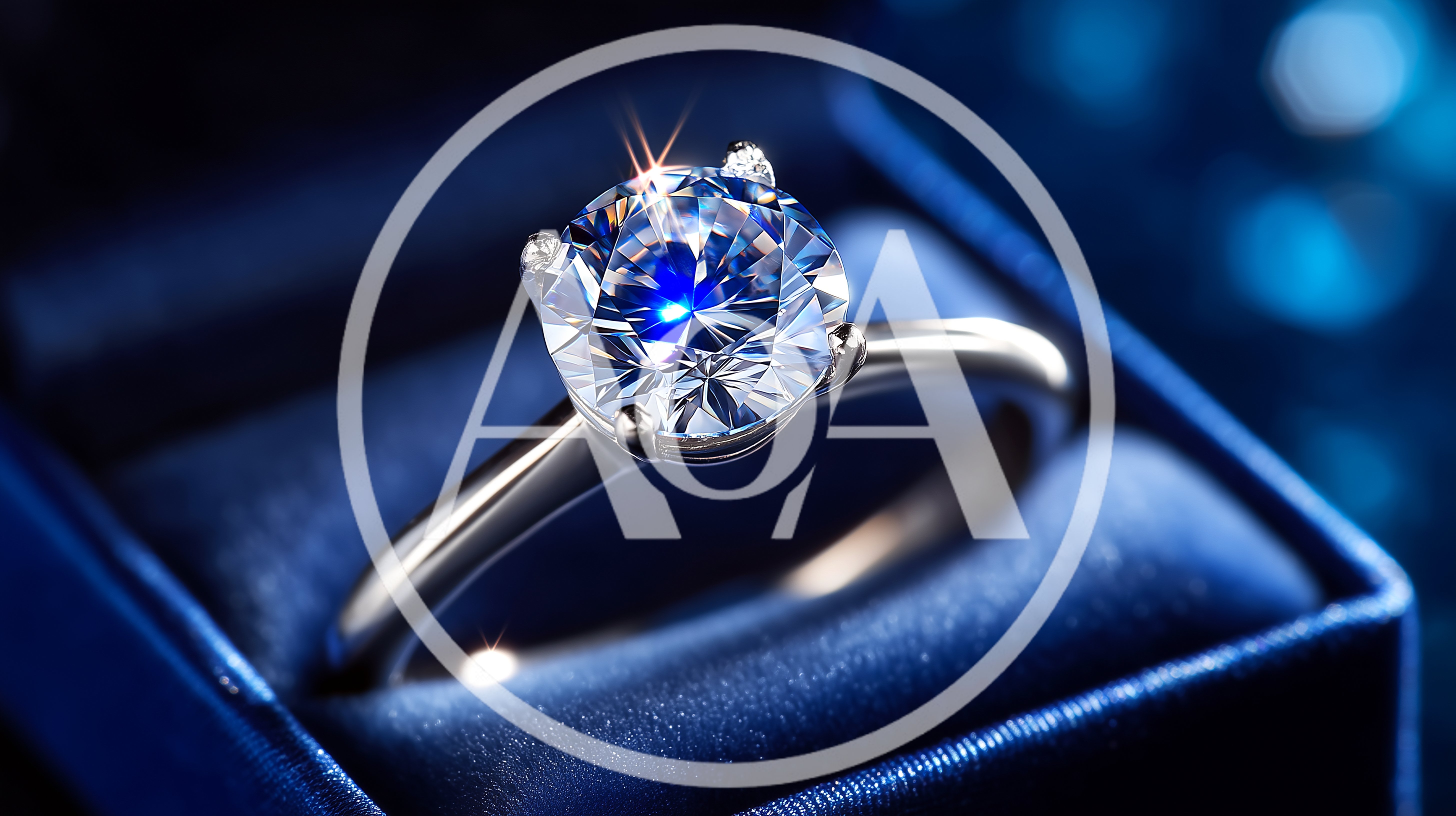 Diamond Engagement Ring In A Blue Velvet Box