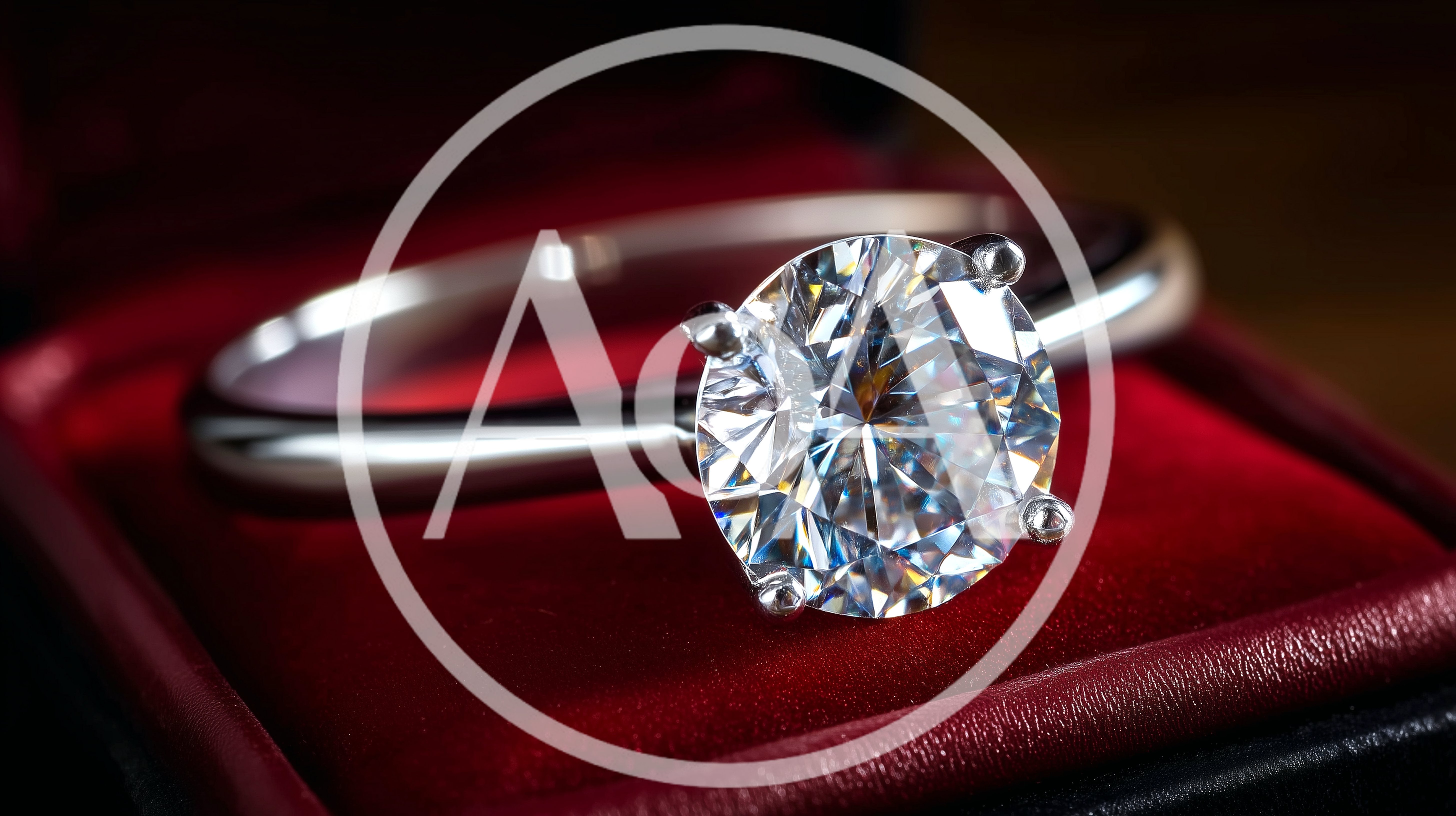 Diamond Engagement Ring Inside A Red Velvet Box