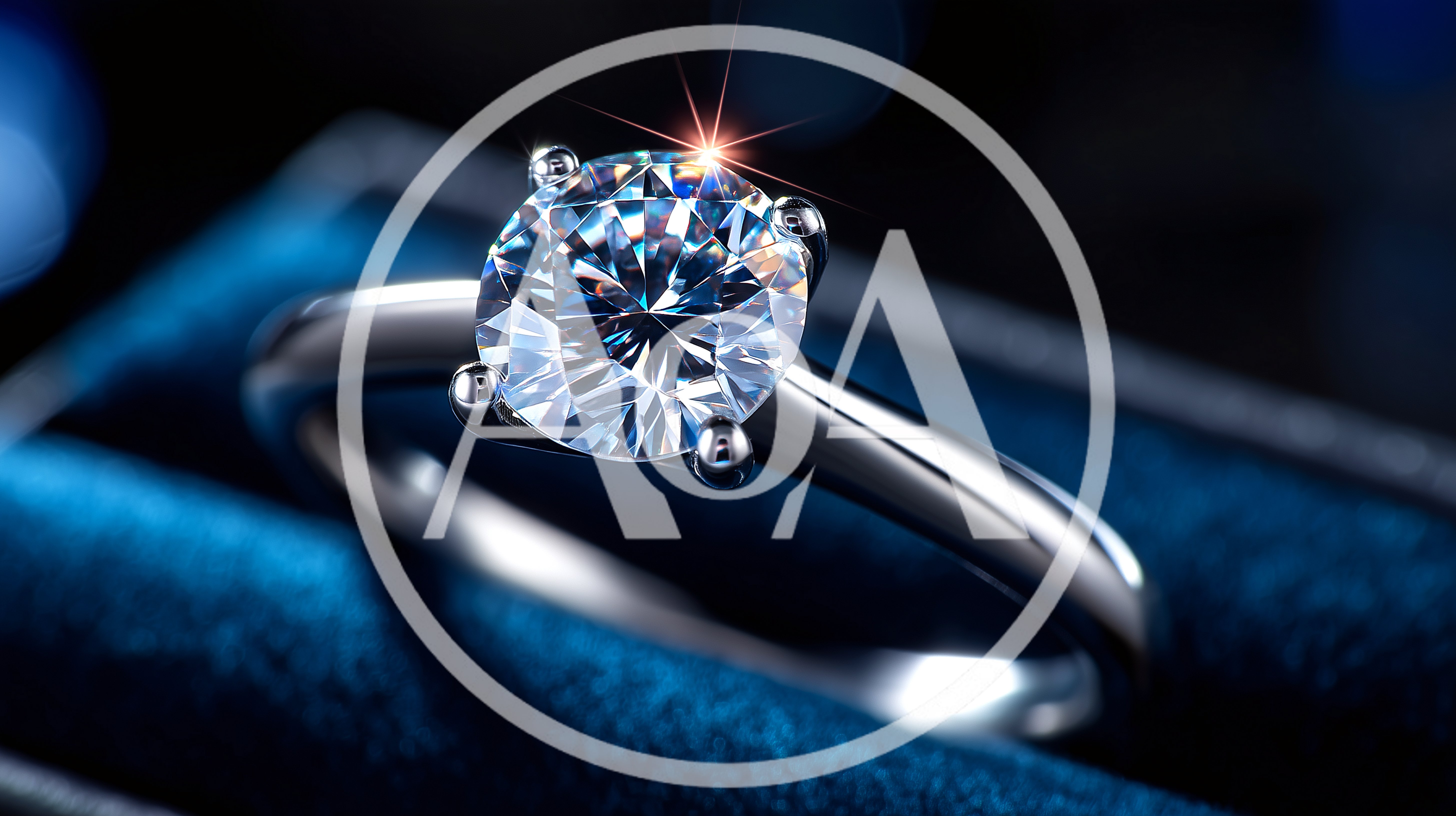 Diamond Engagement Ring In A Blue Velvet Box