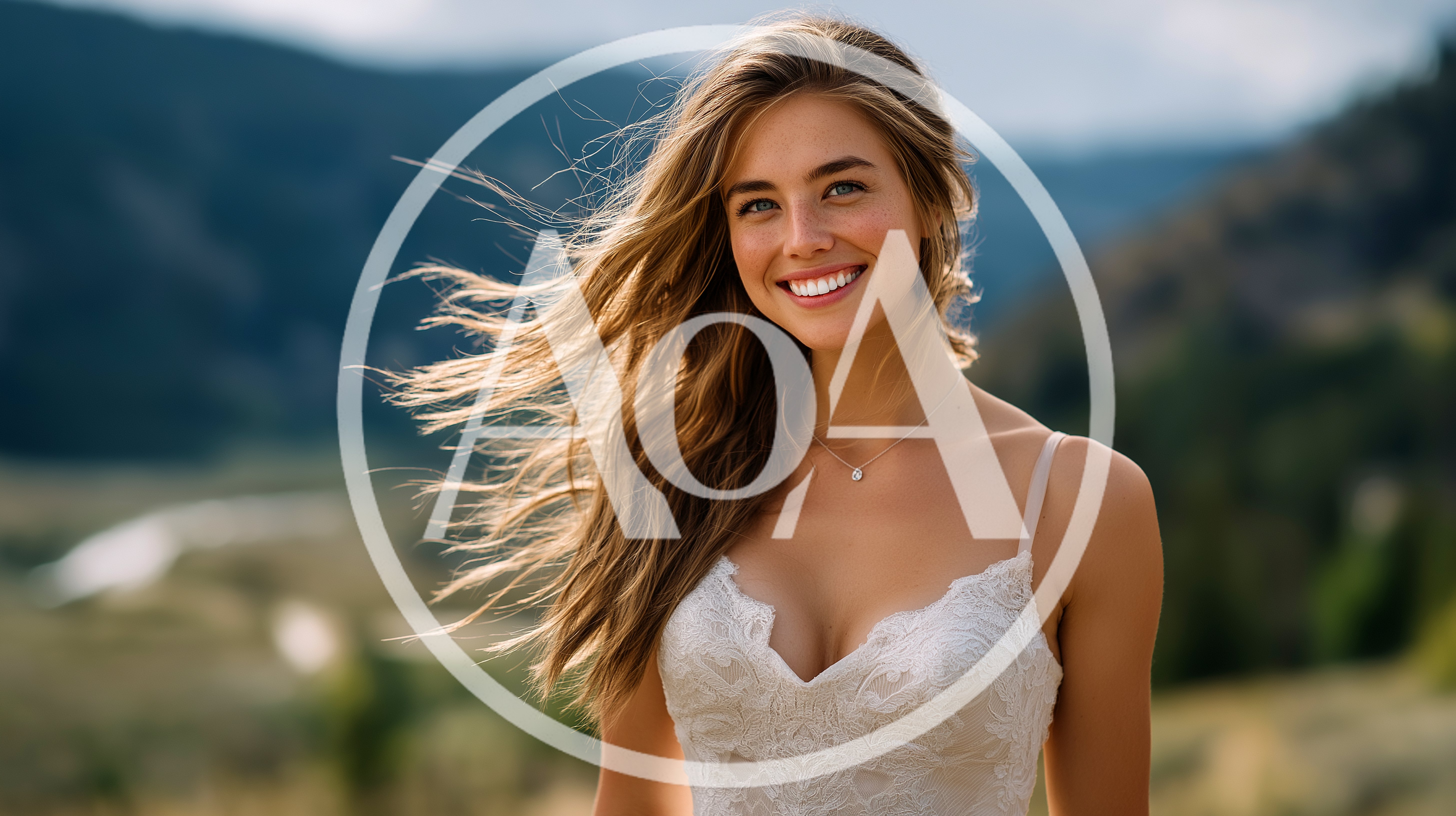 Smiling Woman With Flowing Hair In Nature