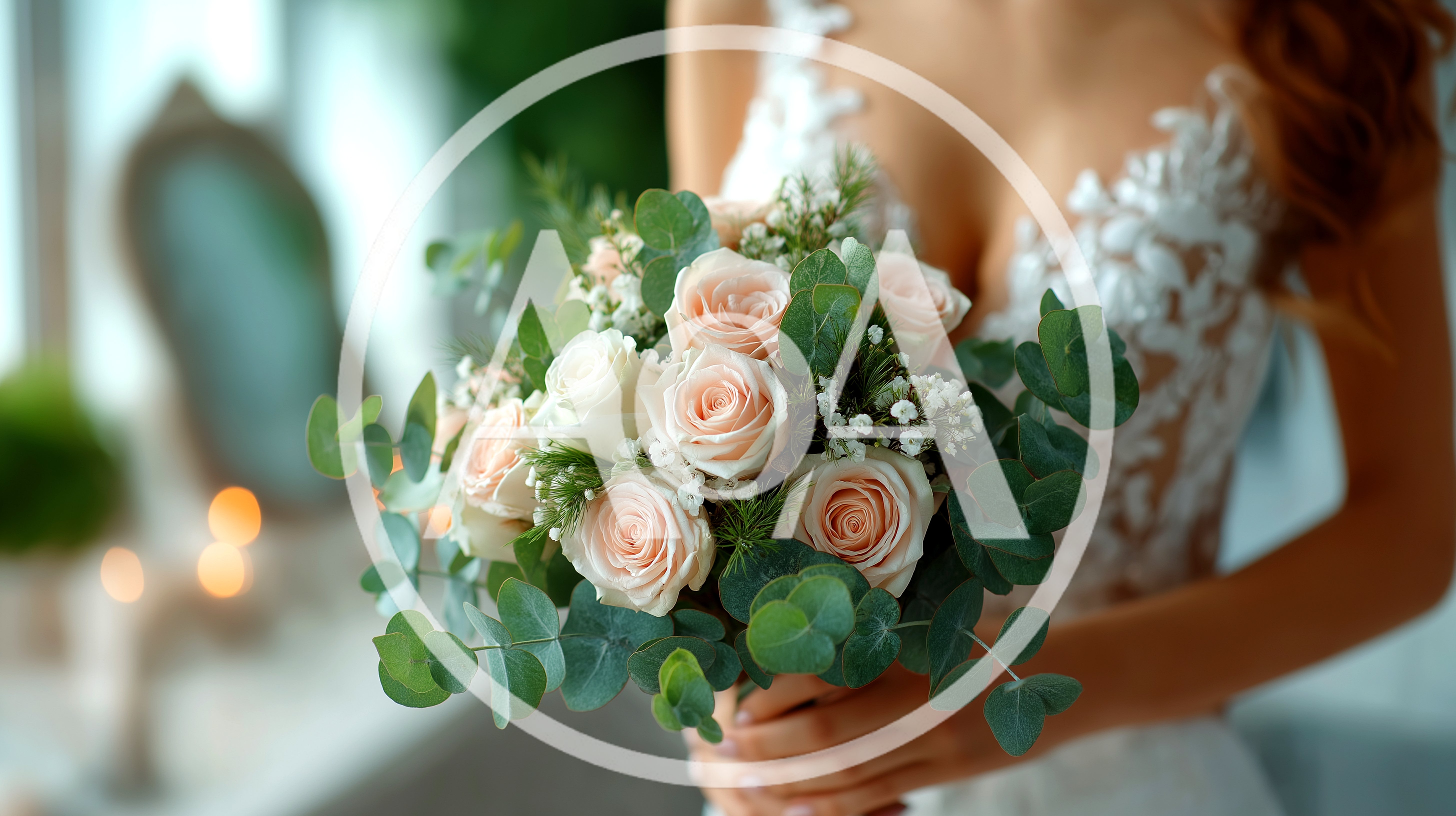 Bride Holding A Beautiful Wedding Bouquet Of Roses