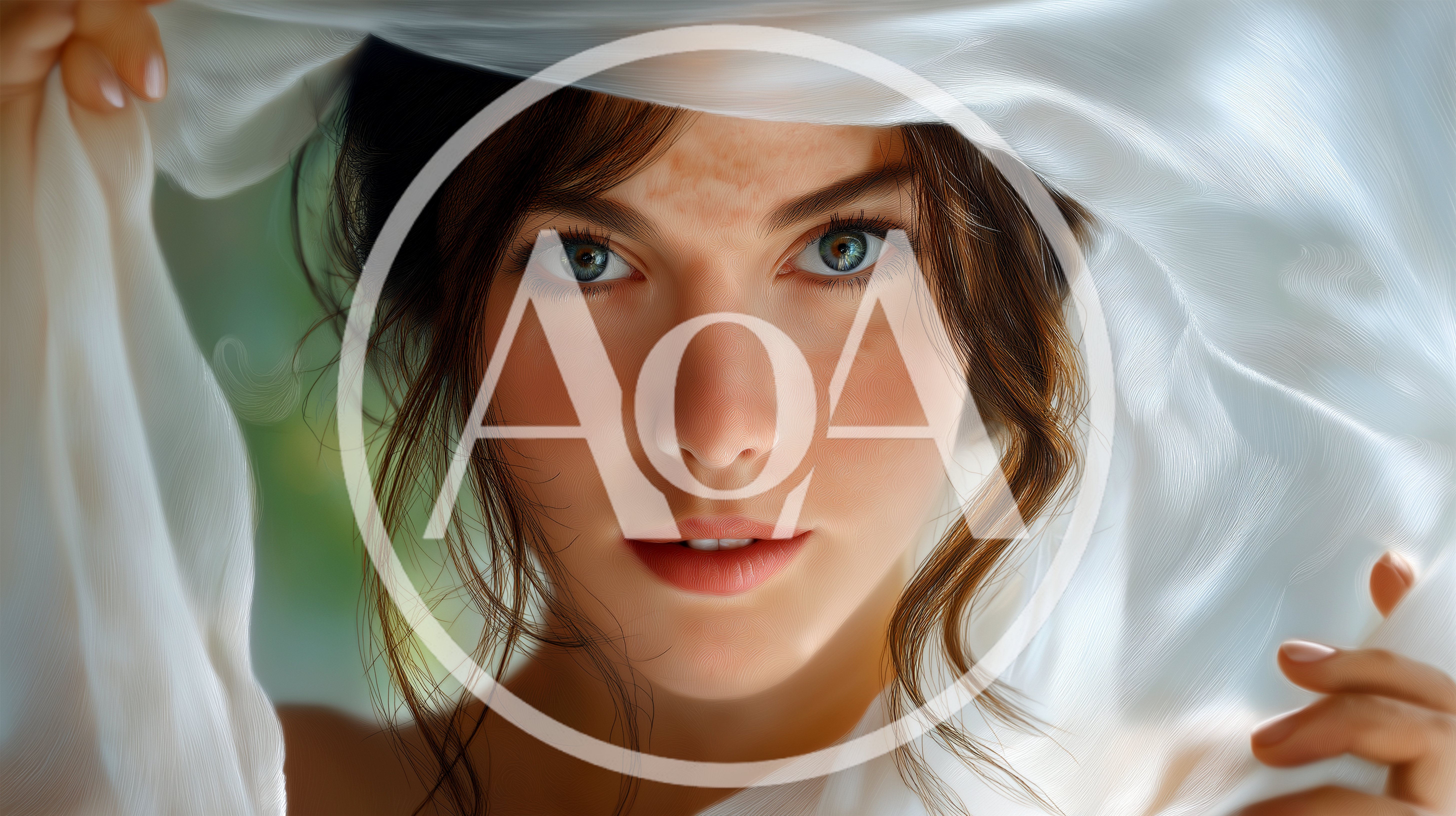 Portrait Of A Beautiful Woman Holding White Fabric