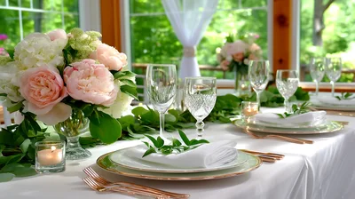 Elegant Wedding Table Setting With Floral Centerpiece