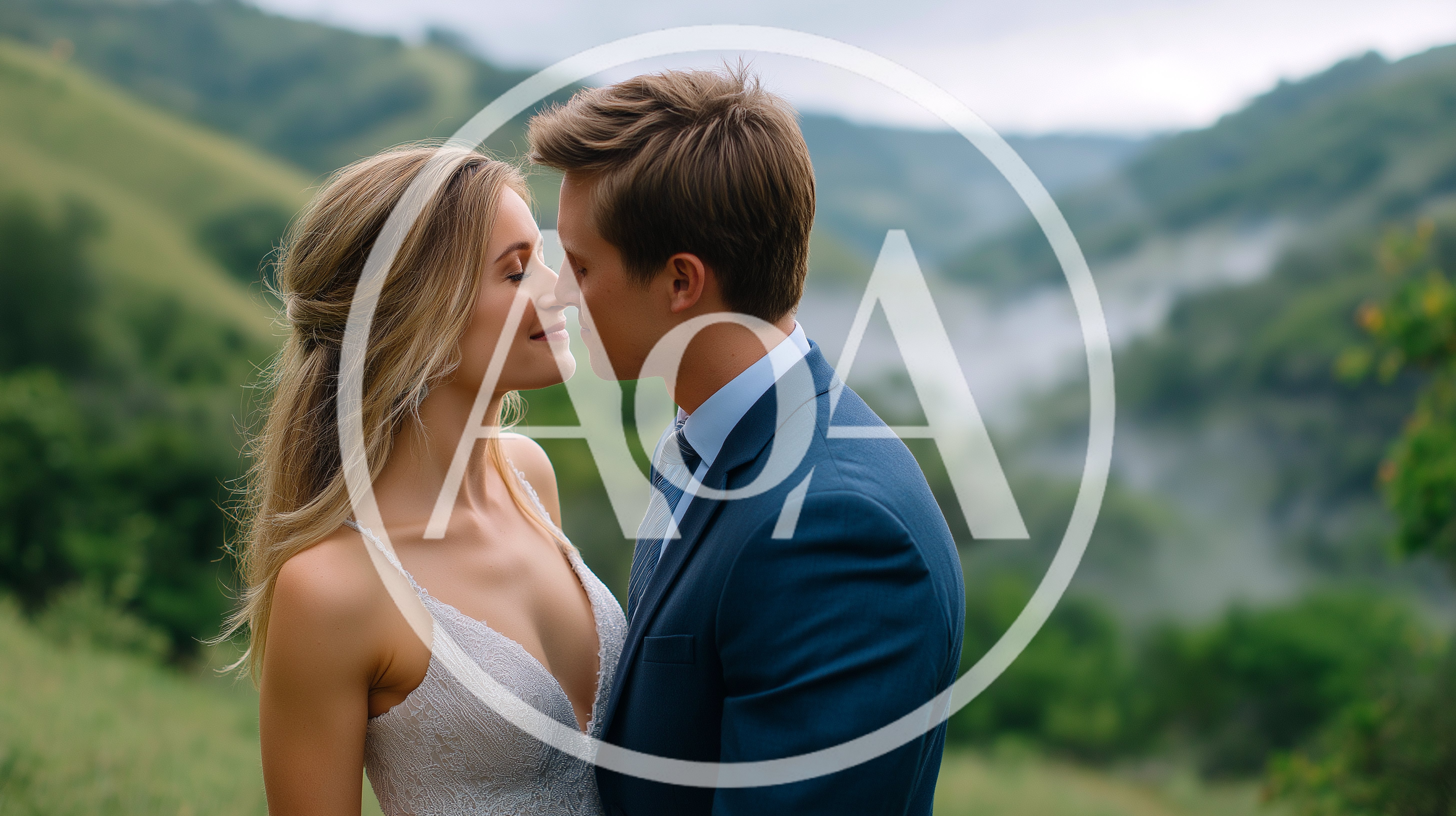 Newlywed Couple Sharing An Intimate Moment In Nature