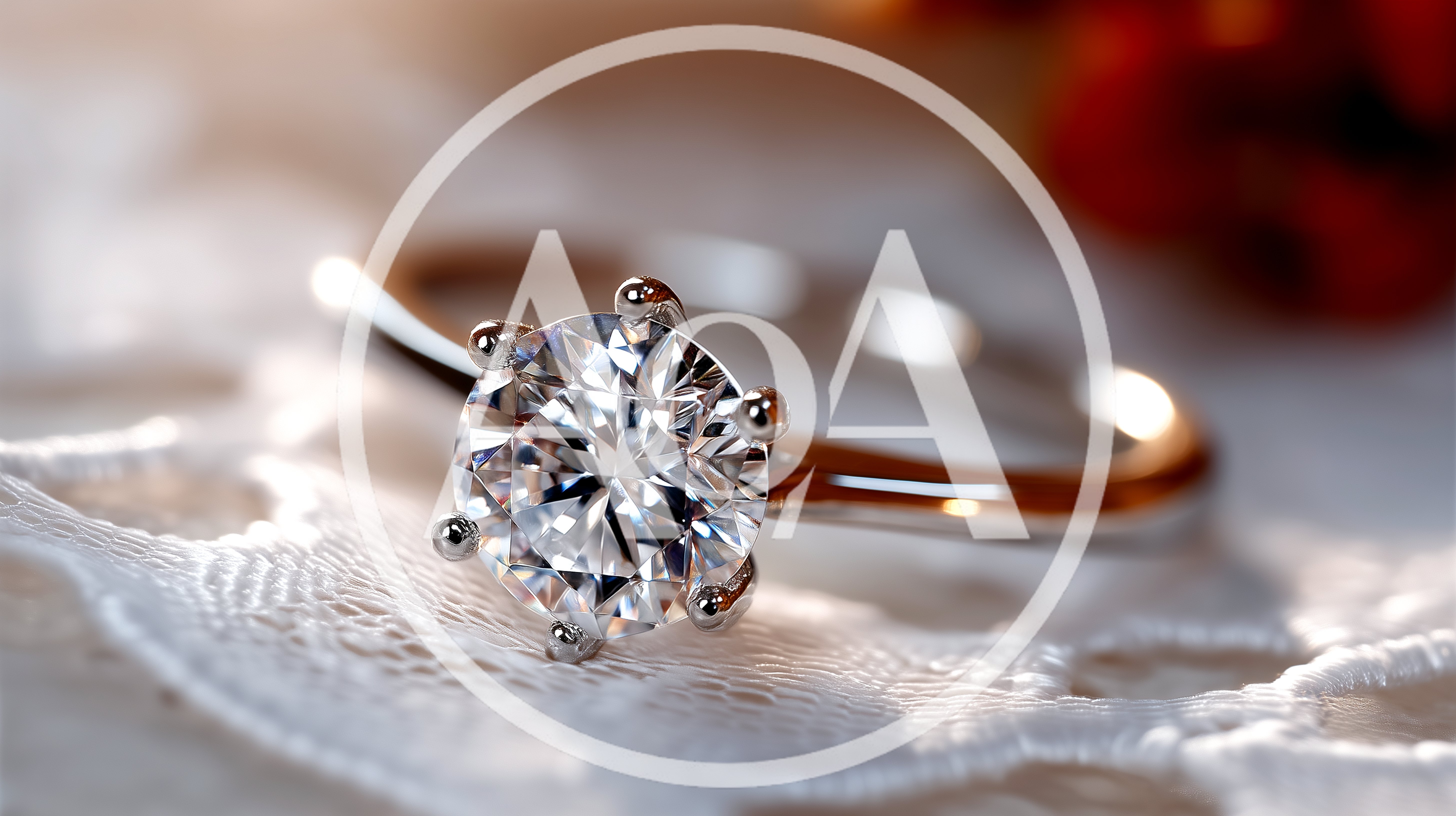 Diamond Engagement Ring Resting On Delicate White Lace