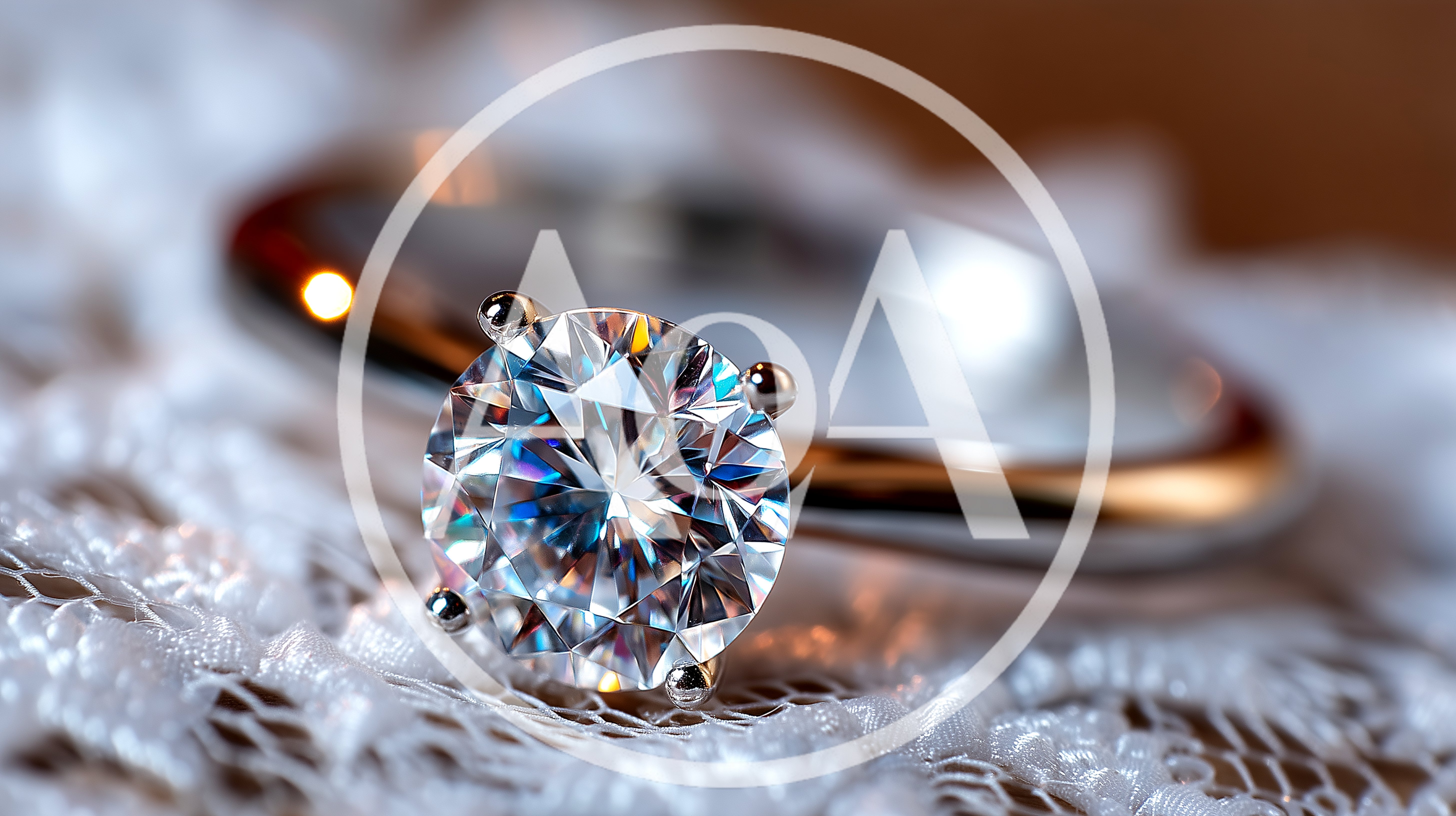 Close Up Of A Diamond Engagement Ring On Lace