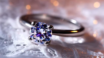 Close Up Of A Diamond Engagement Ring