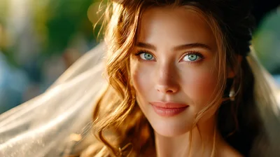 Portrait Of A Beautiful Bride With Green Eyes