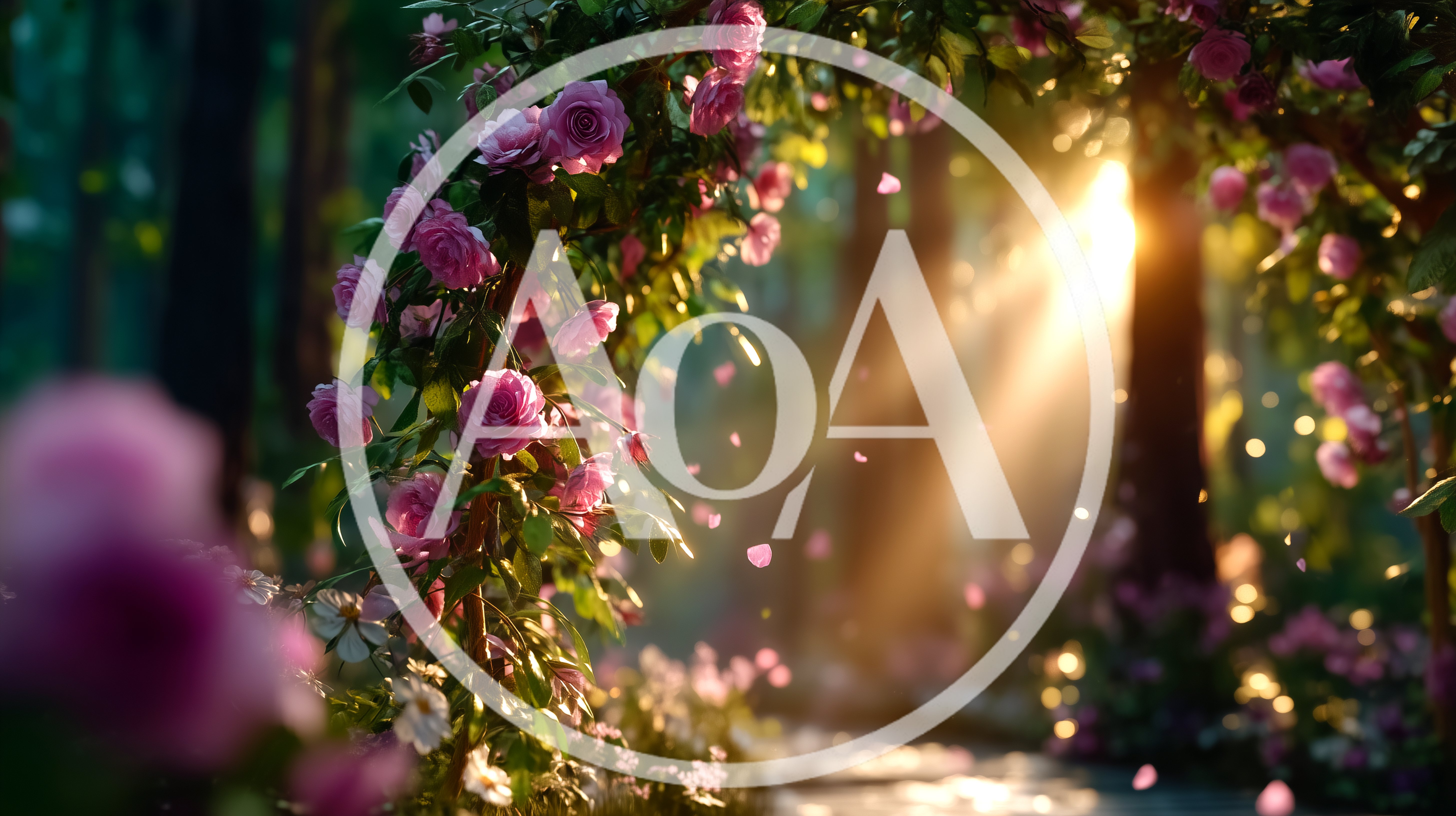 Enchanted Rose Garden Archway With Golden Sunlight