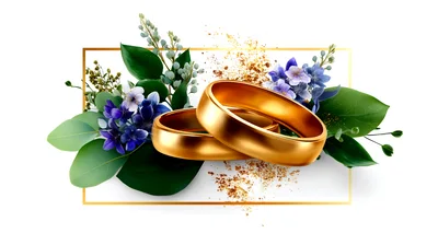 Two Golden Wedding Rings With Floral Decorations
