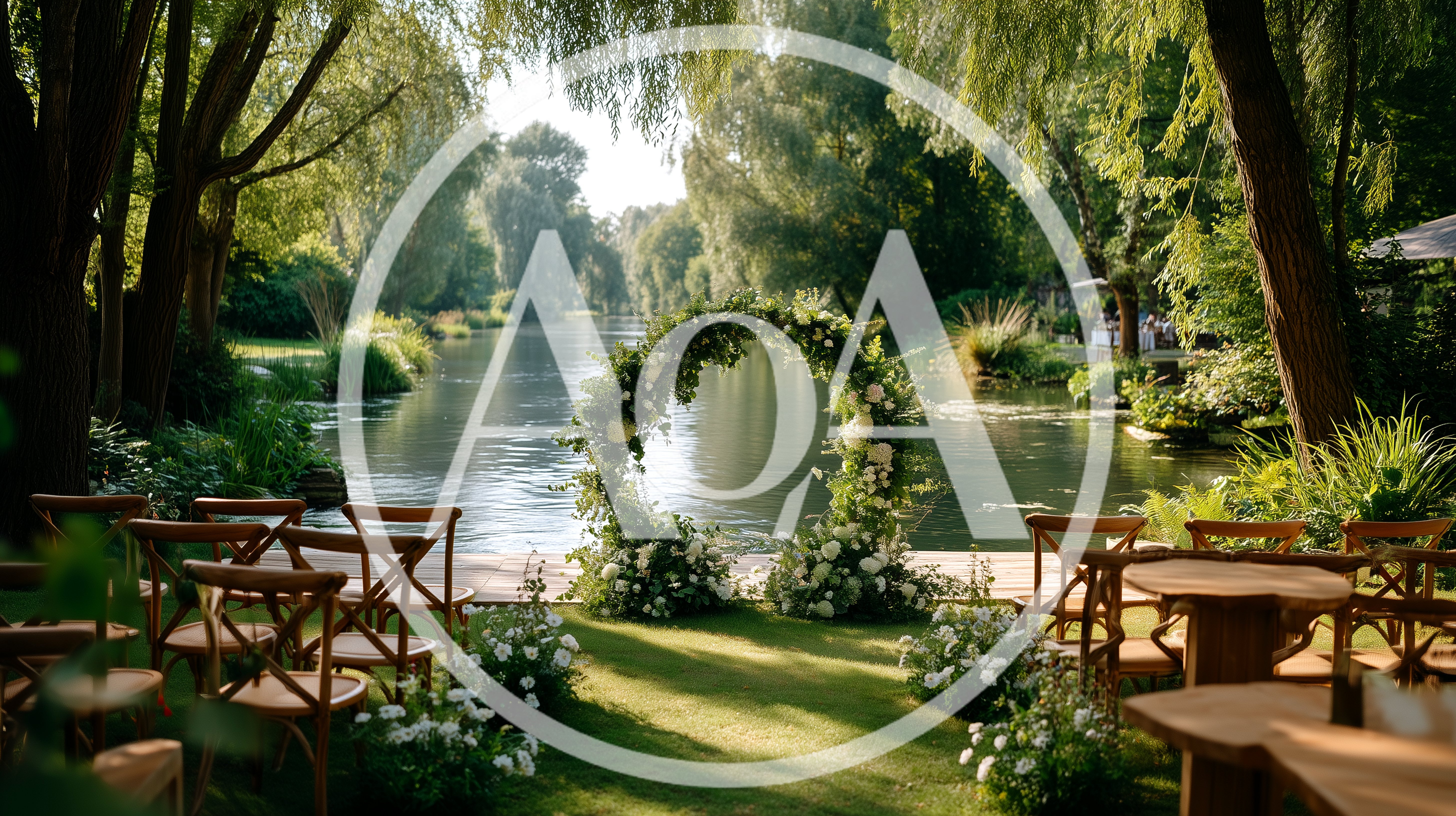 Outdoor Wedding Ceremony Setup By A River