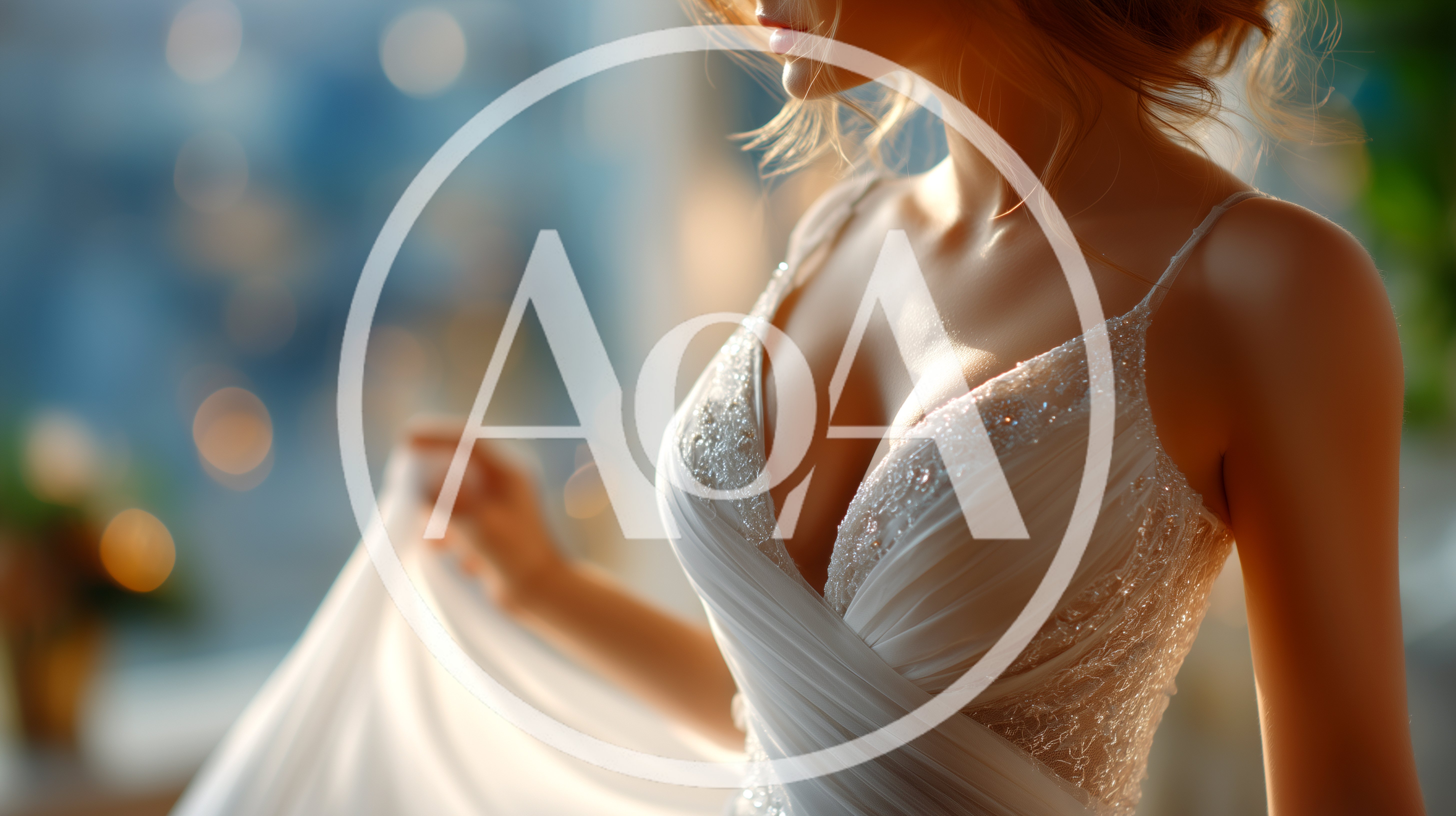 Elegant Bride Holding Her White Wedding Dress